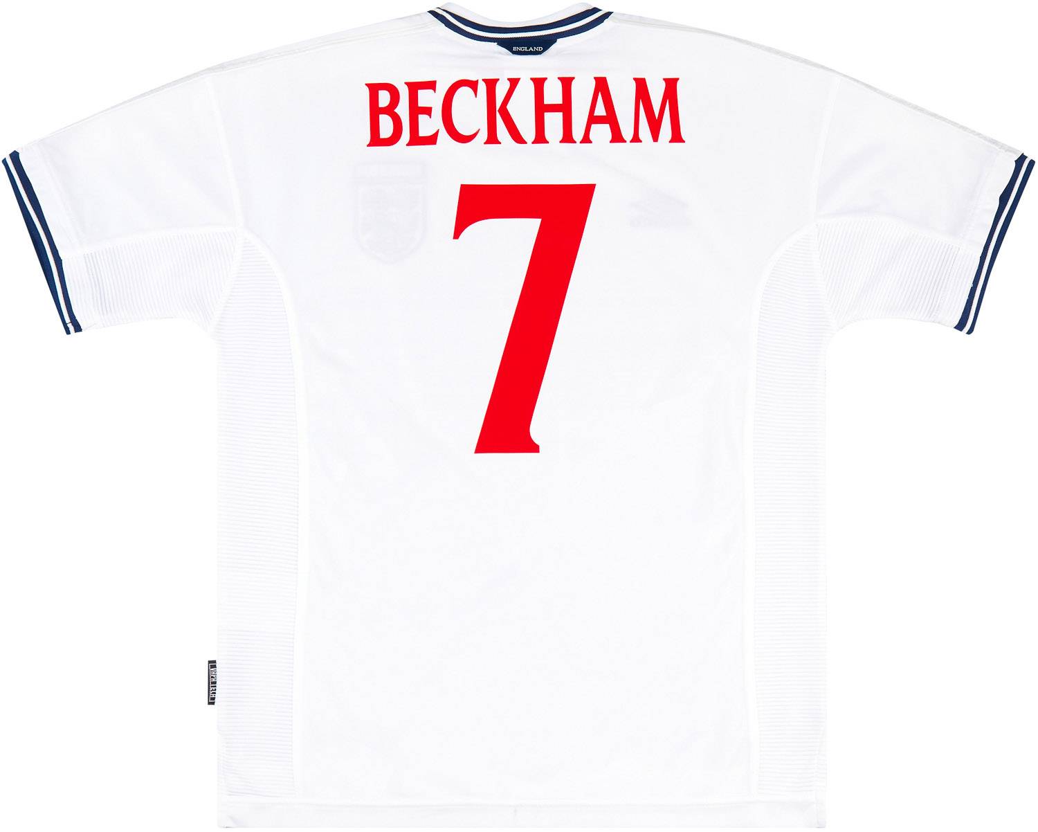 1999-01 England Home Shirt Beckham #7 (Very Good - 7/10)