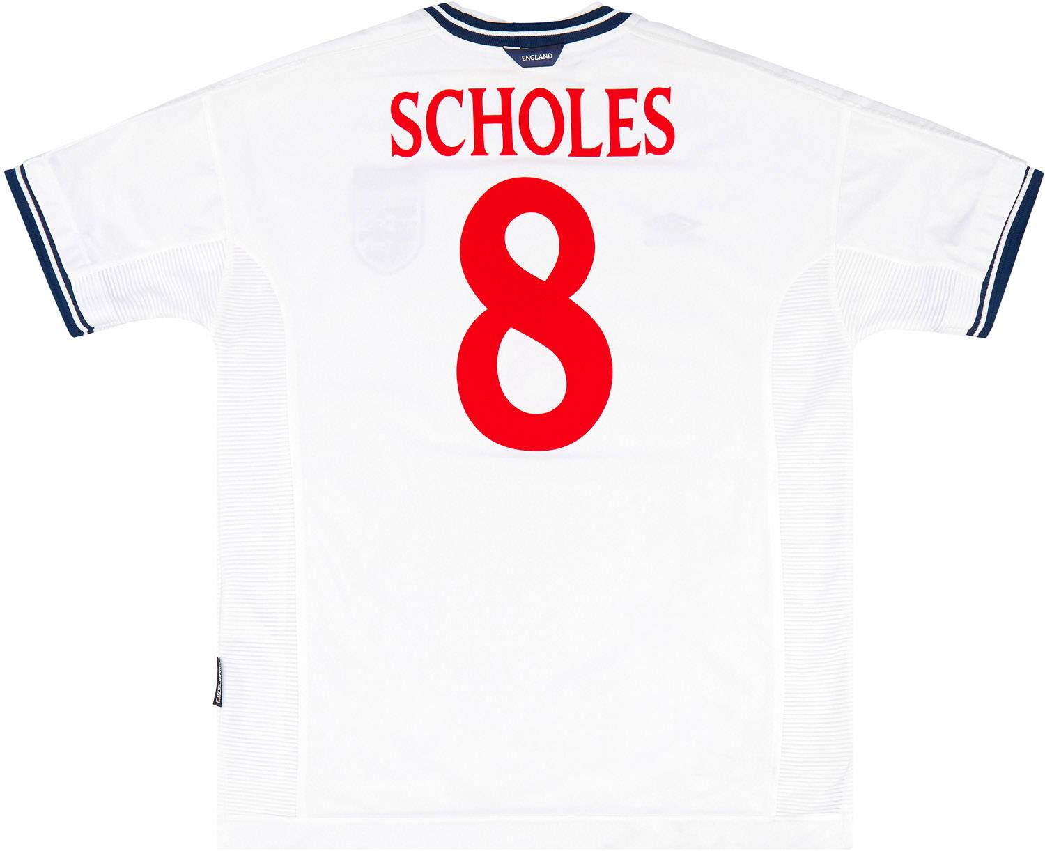 1999-01 England Home Shirt Scholes #8 - 8/10
