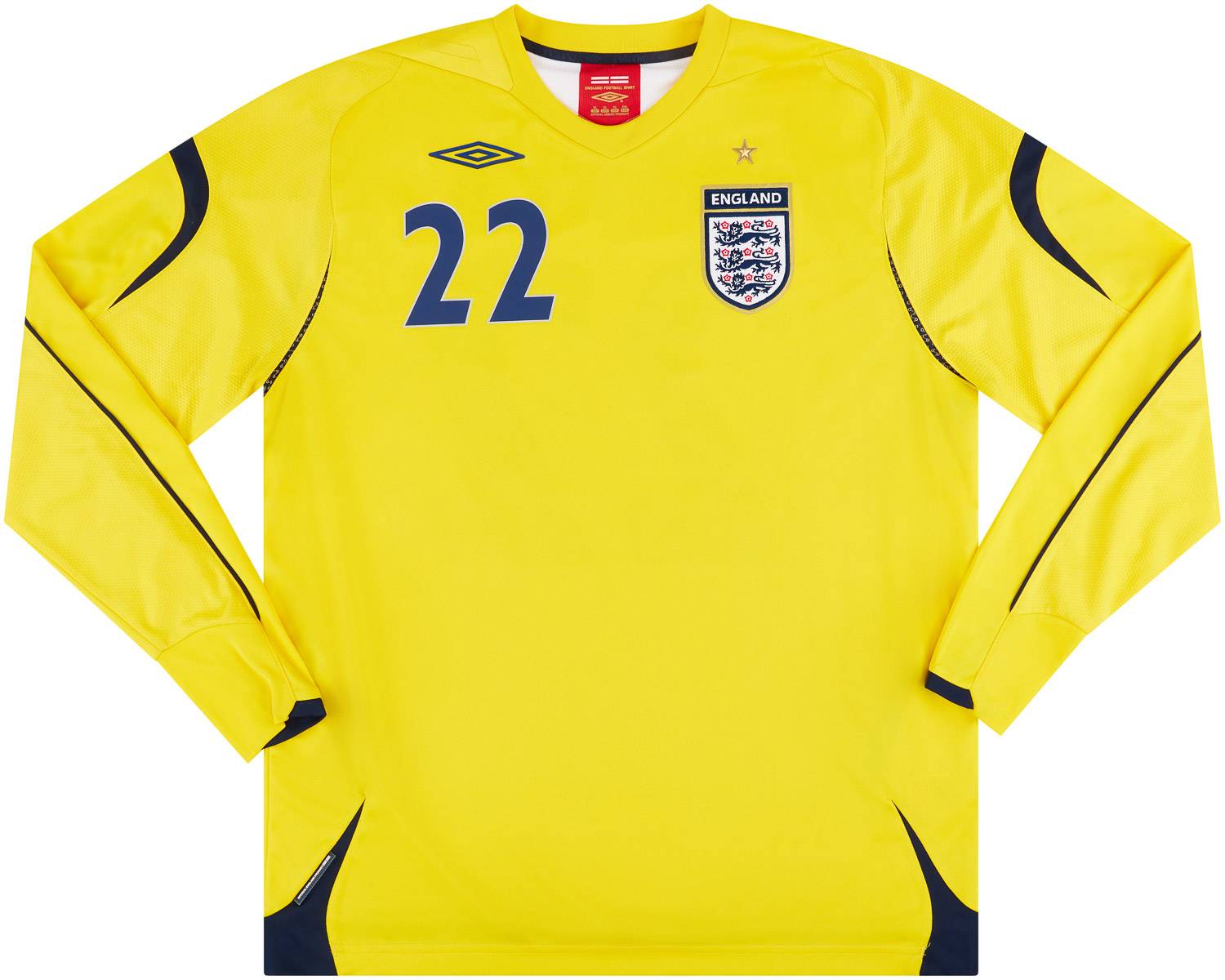 2007 England U-21 Match Issue GK Shirt Alnwick #22