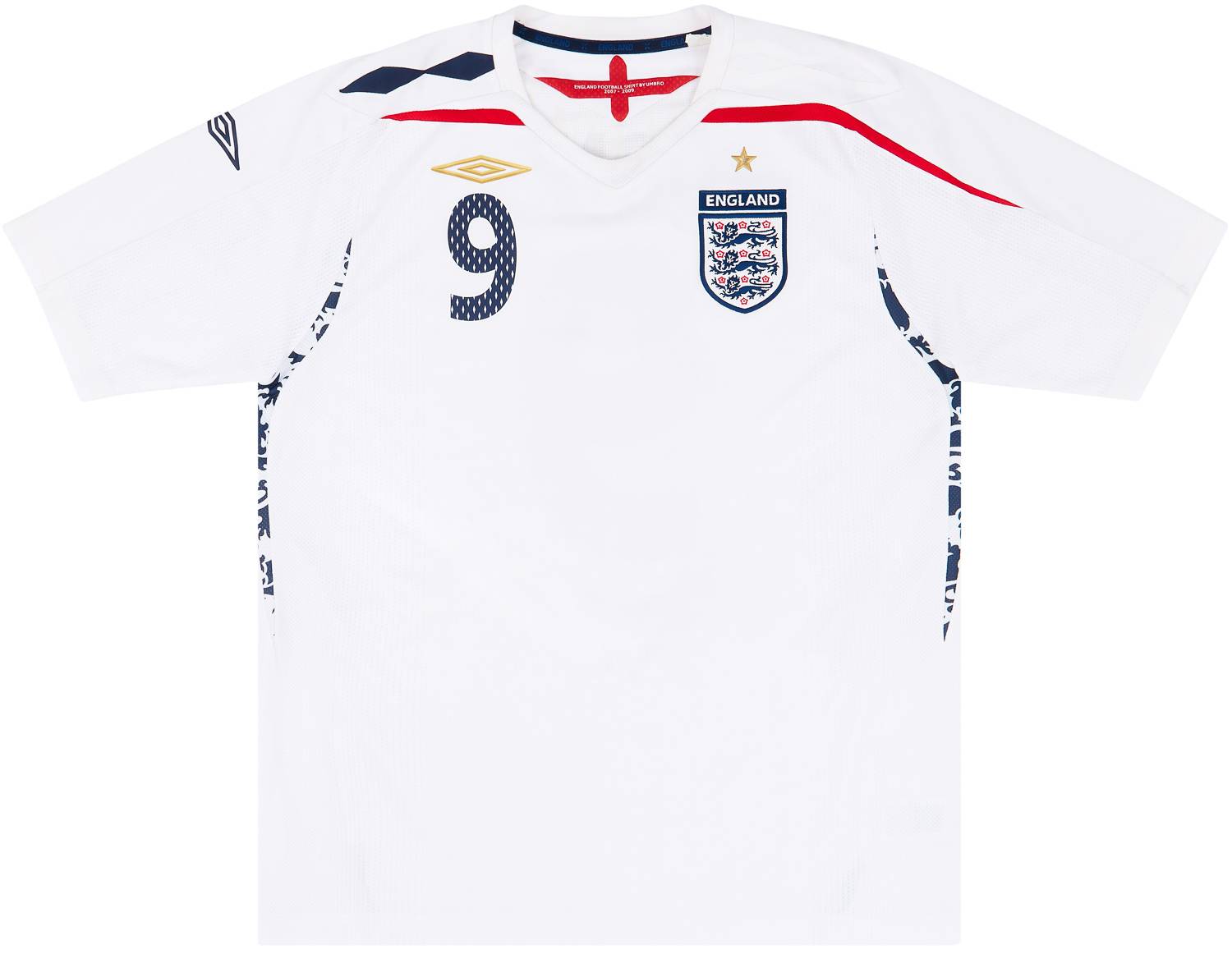 2007-09 England Home Shirt Rooney #9 - 9/10