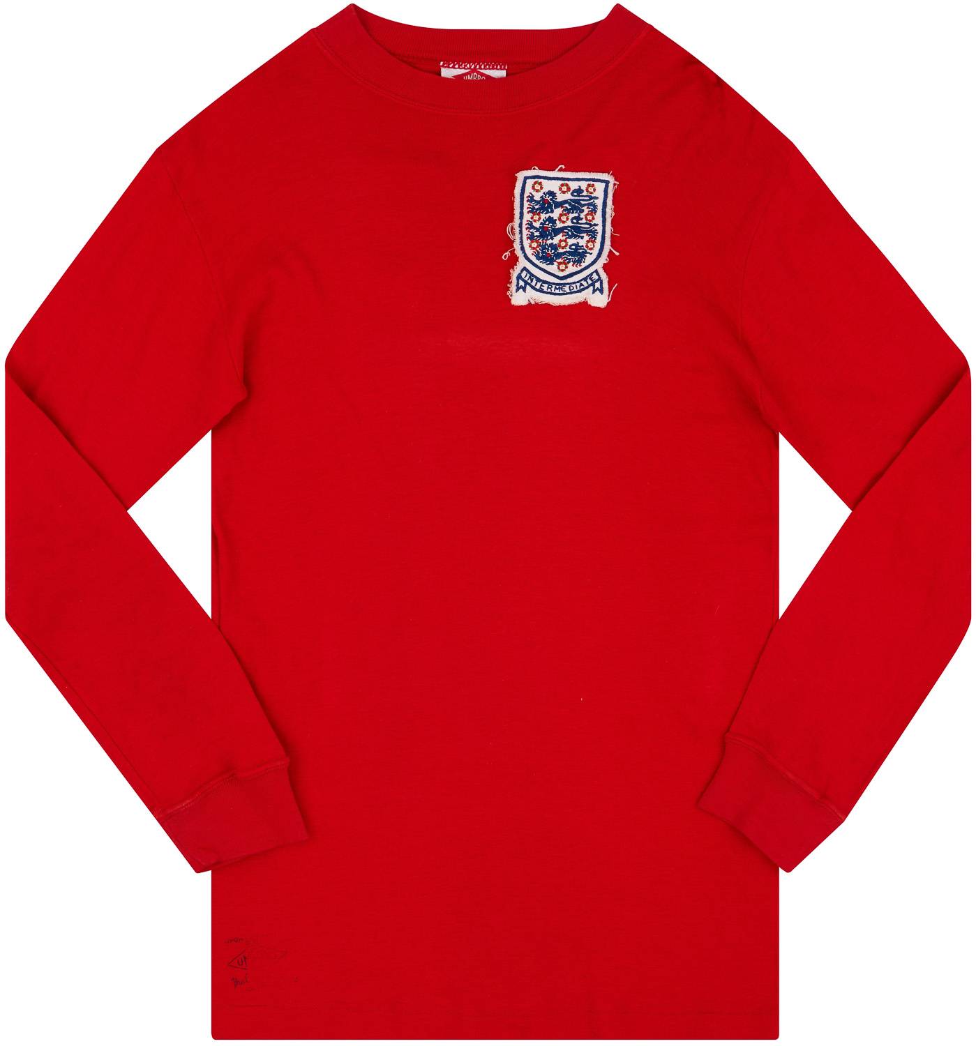 1973-74 England U-21 Match Issue Away L/S Shirt #11