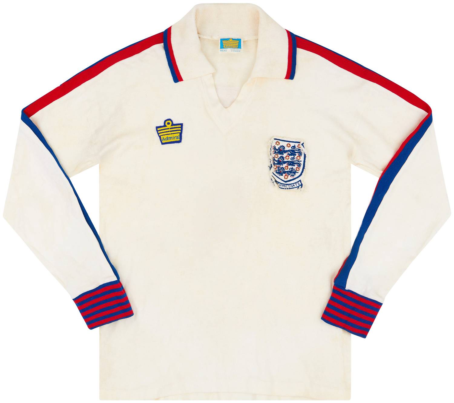 1976 England U-23 Match Worn Home L/S Shirt #5 (Thompson) v Hungary