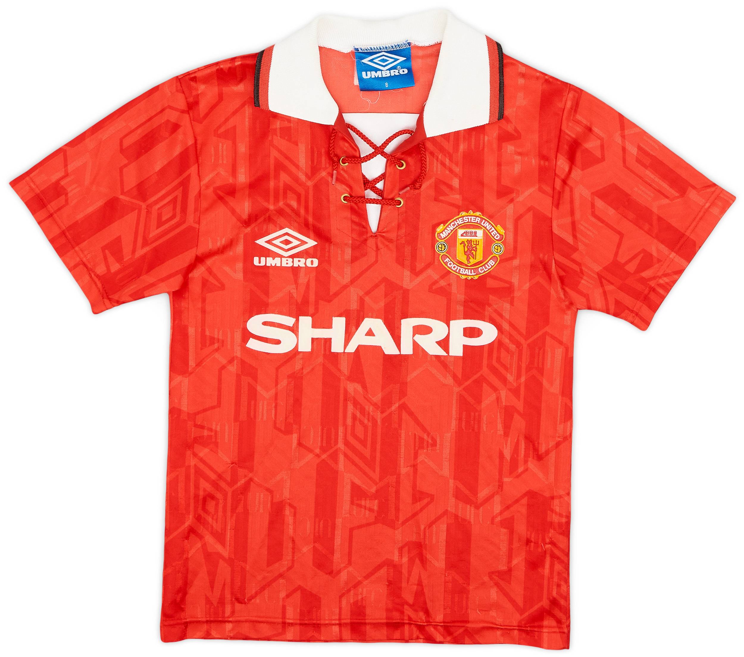 1992-94 Manchester United Home Shirt - 8/10 - (S.Boys)