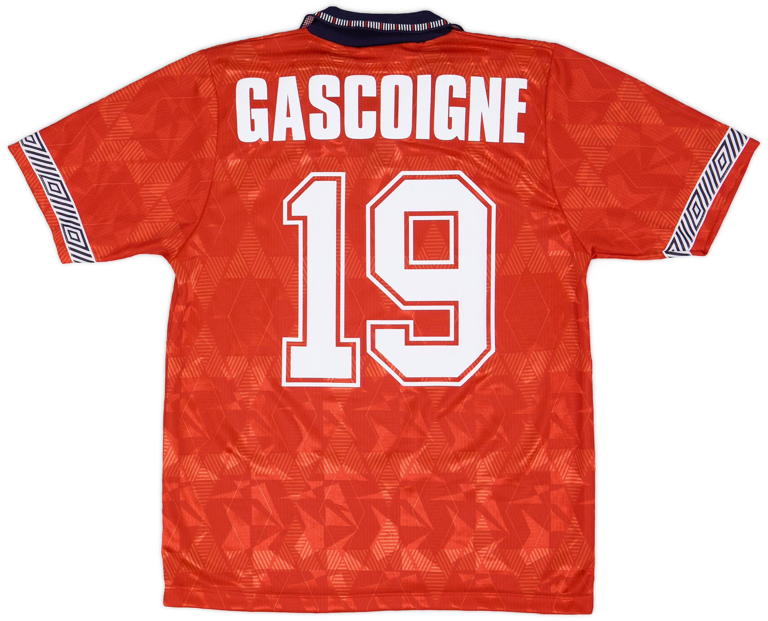 1990-93 England Away Shirt Gascoigne #19 - 9/10 - (S)
