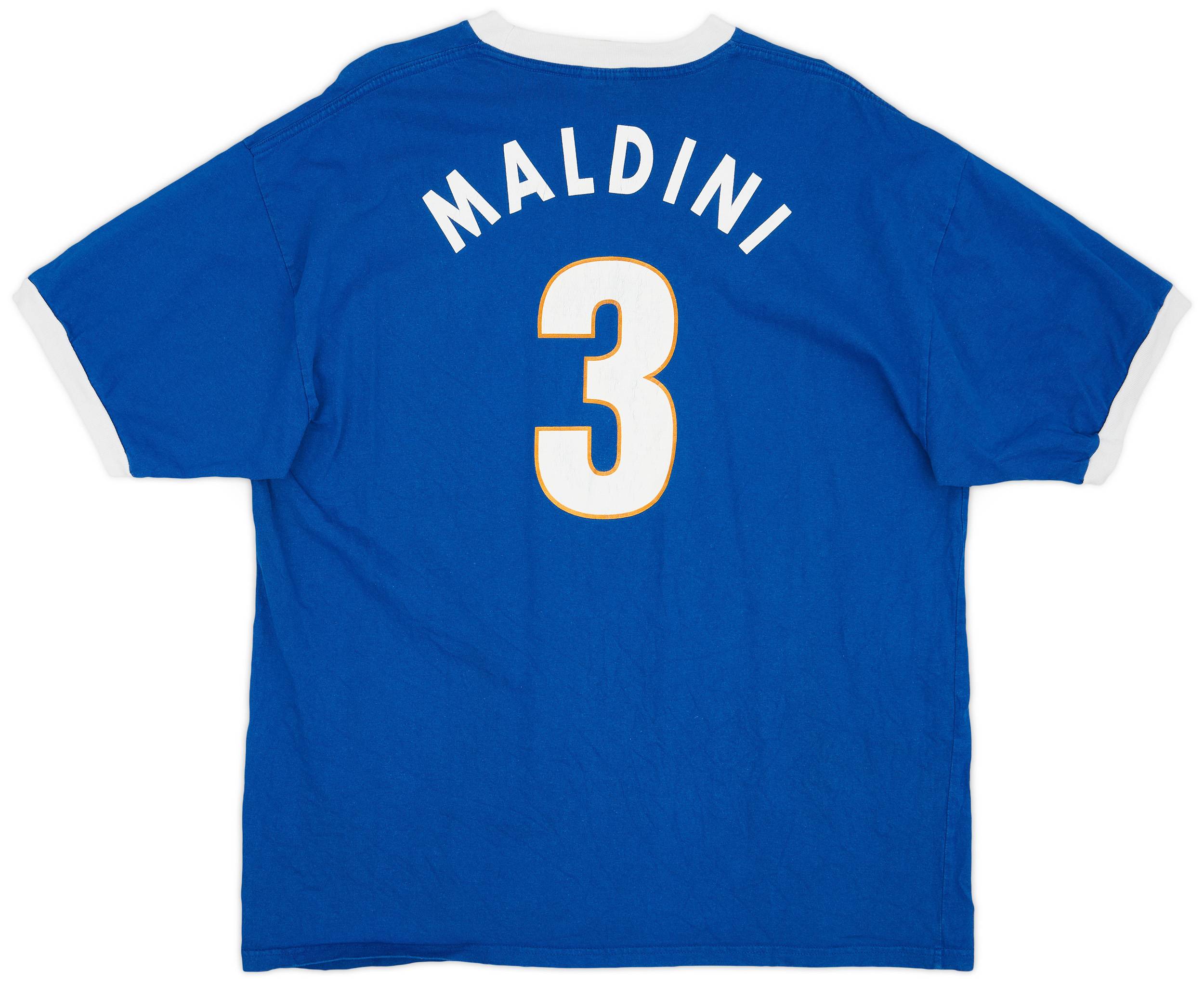 1998-99 Italy Nike Cotton T-shirt Maldini #3 - 7/10 - (XL)
