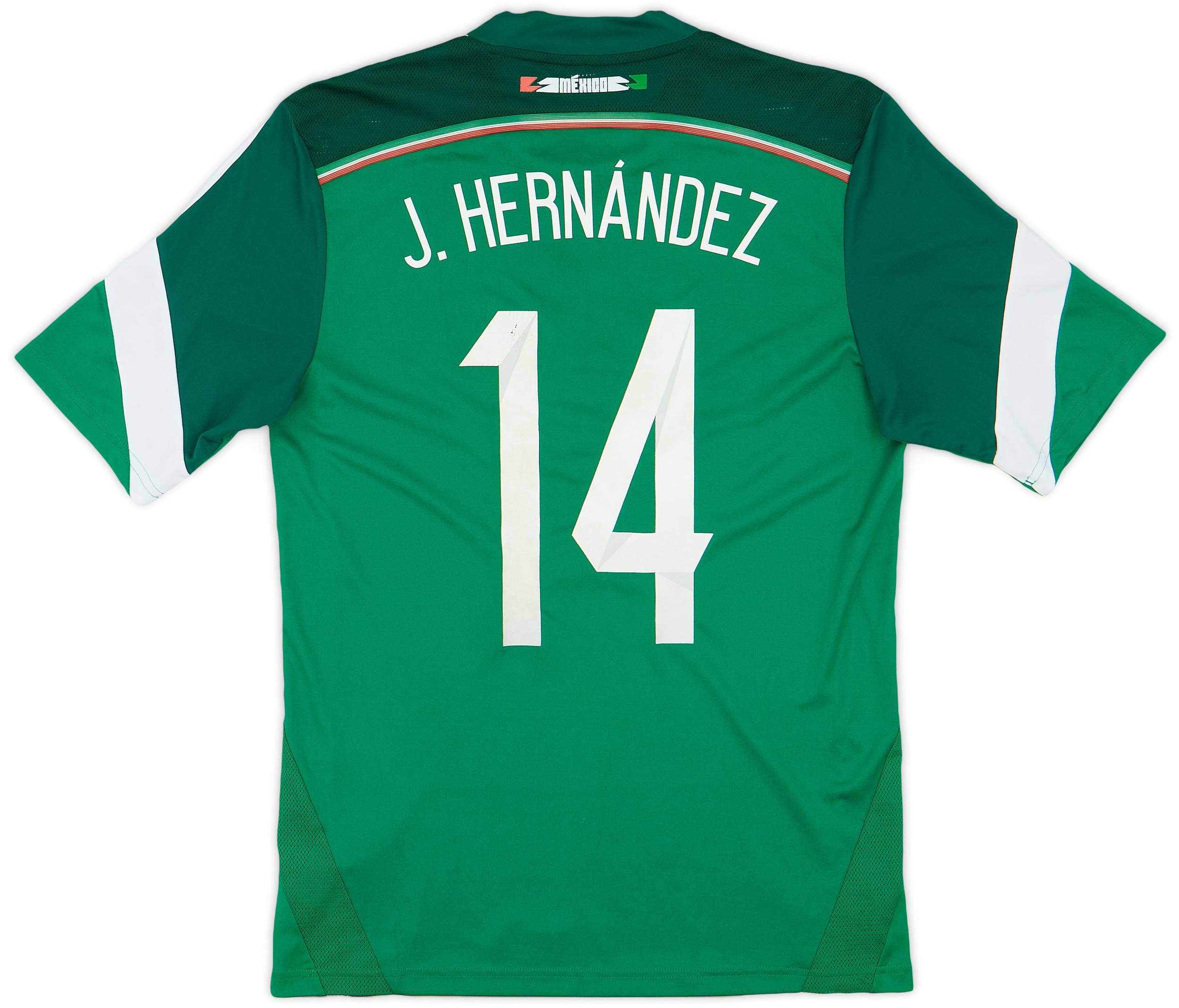 メキシコ代表　エルナンデス　J. HERNANDEZ 14 Lサイズ 2014-15 Mexico Home Shirt J. Hernandez #14 - 6/10 - (S)