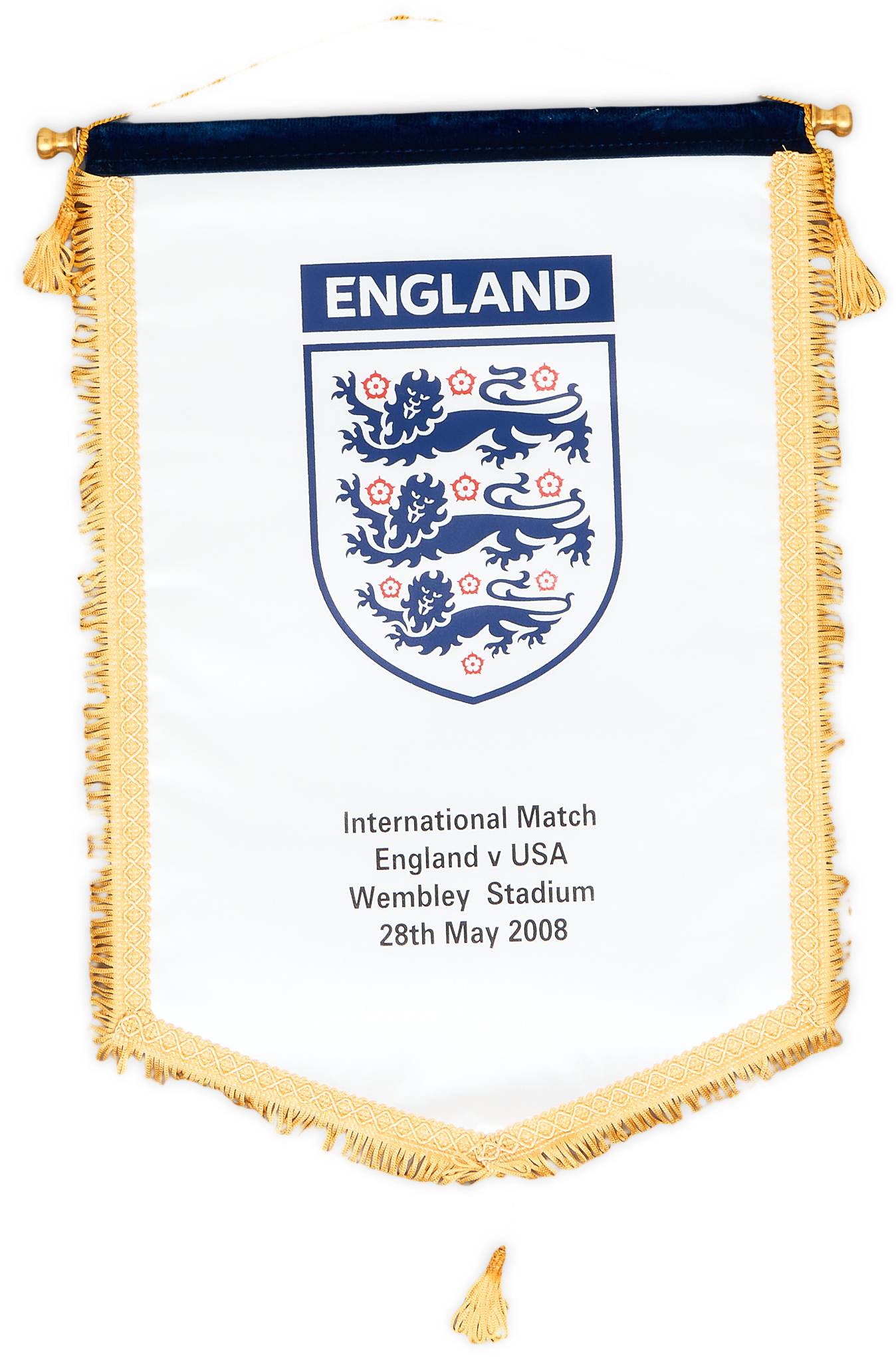 England Football　アンティーク 2008 England Match Pennant International Friendly (v USA)