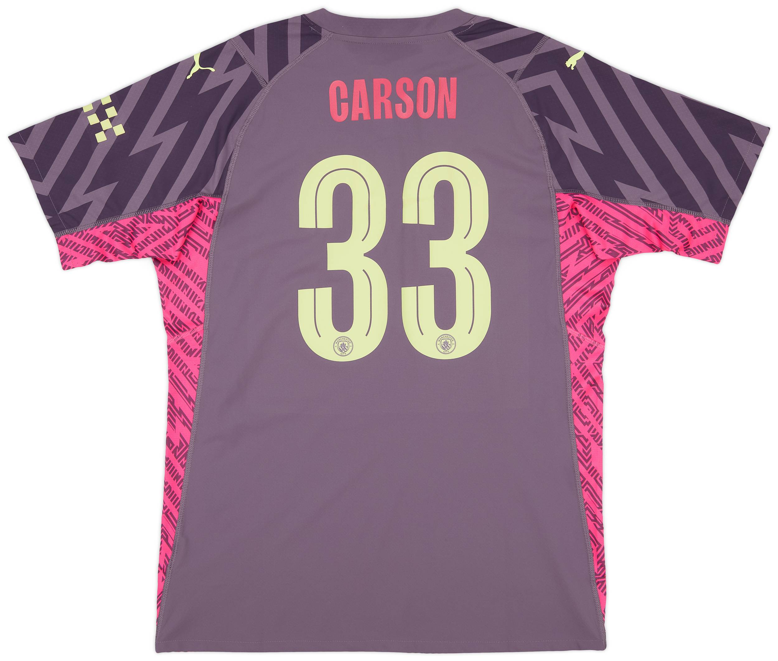 2023-24 Manchester City Match Issue GK S/S Shirt Carson #33 - 7/10 - (XL)