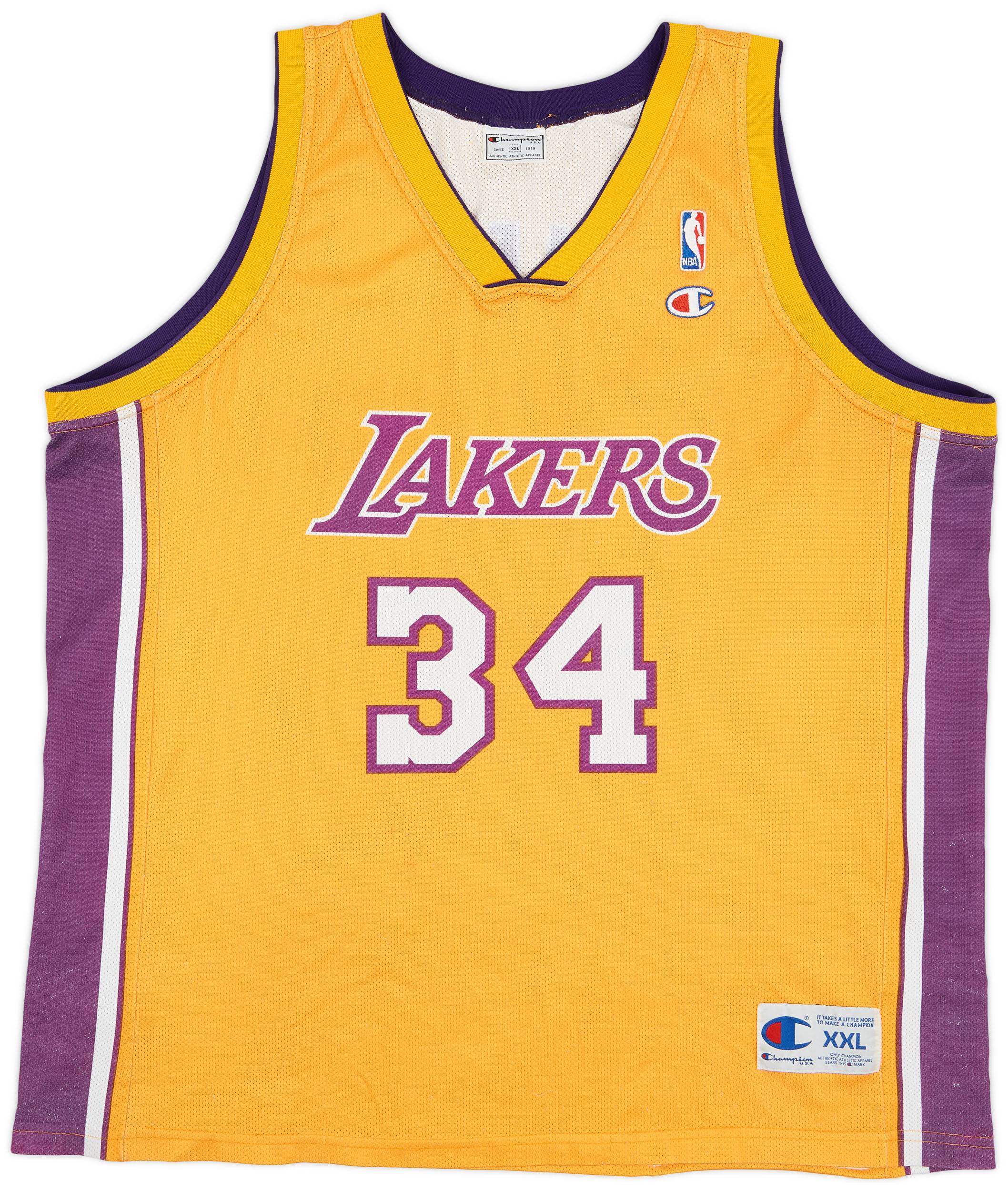 1999-04 LA Lakers O'Neal #34 Champion Home Jersey - 5/10 - (XXL)