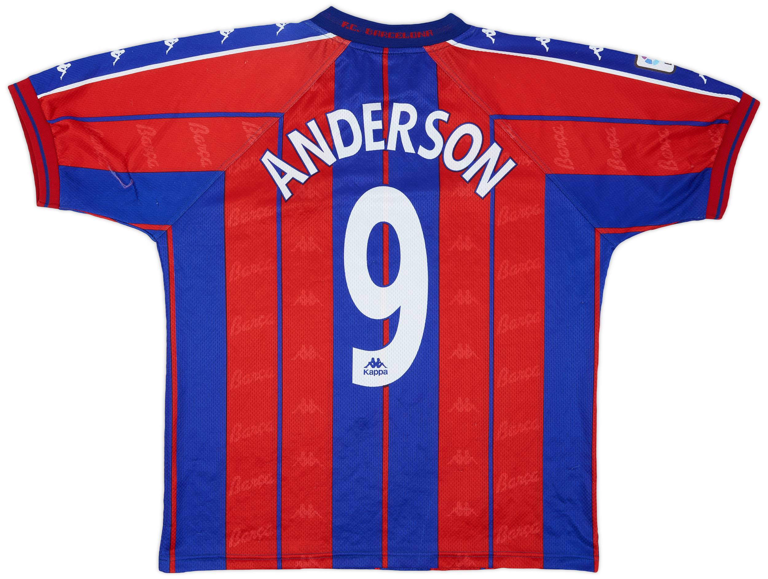 1997-98 Barcelona Home Shirt Anderson #9 - 8/10 - (M)