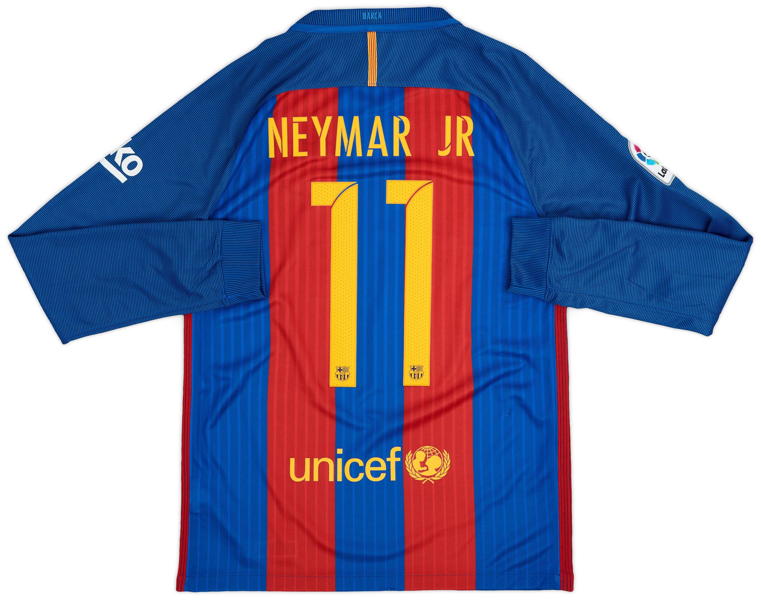 2016 17 Barcelona Home L S Shirt Neymar Jr 11 9 10 S