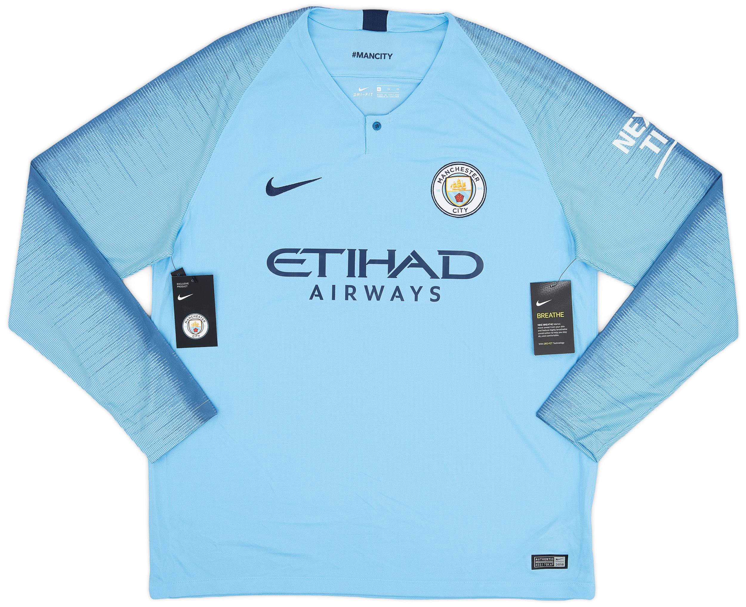 【正規品】Manchester City FC 2018/19  2018-19 Manchester City Home L/S Shirt Kompany #4 (XL)
