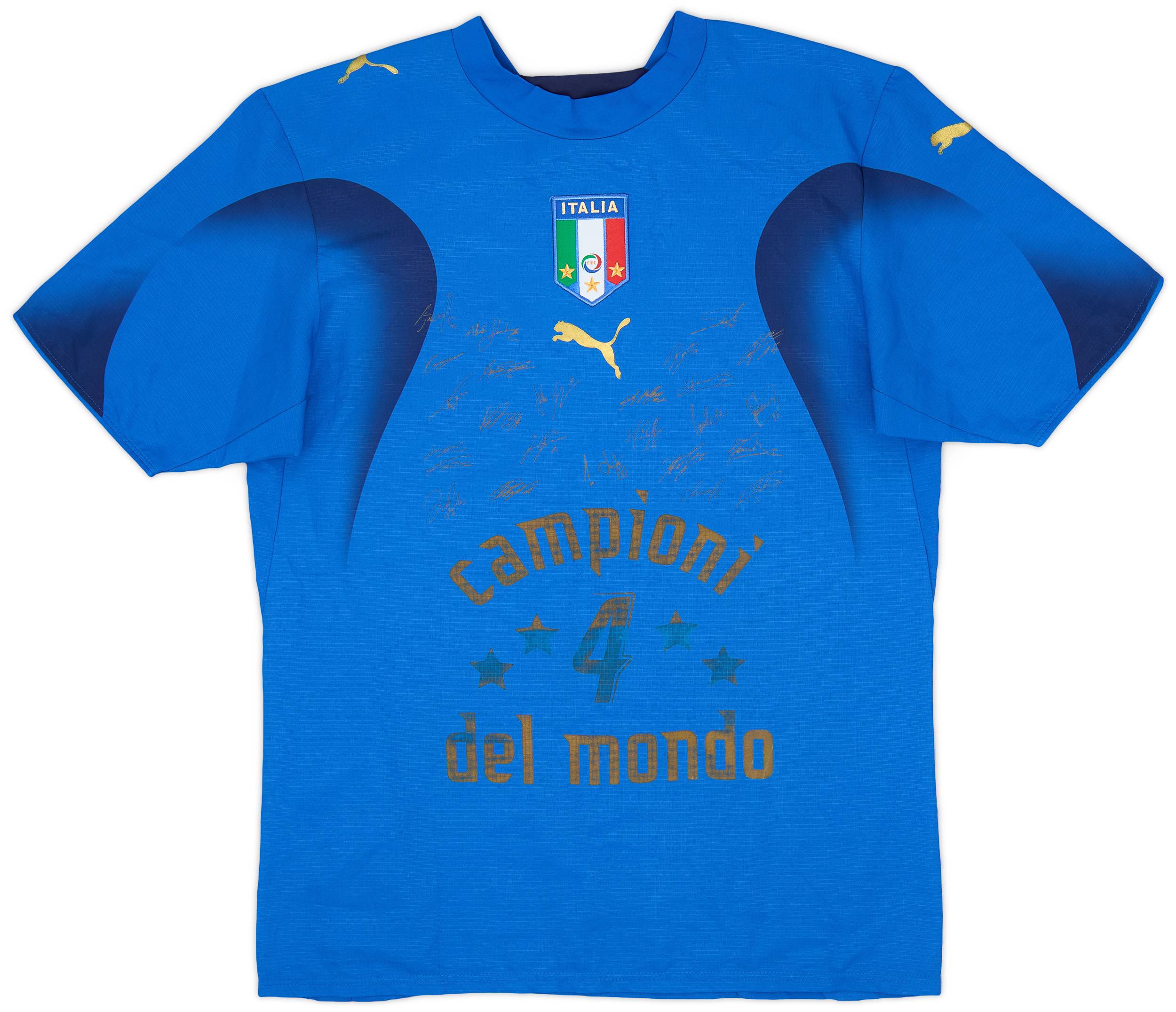 2006 Italy 'Campioni Del Mondo' 'Signed' Home Shirt - 7/10 - (S)