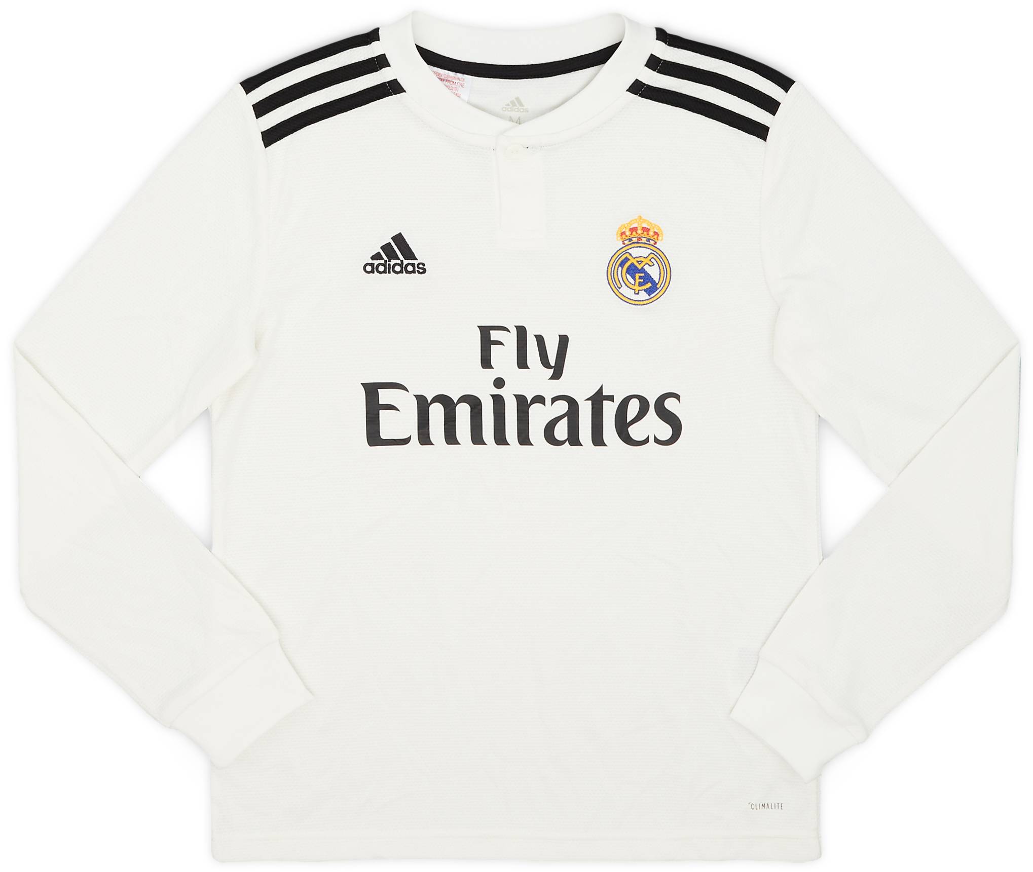 2018-19 Real Madrid Home L/S Shirt - 8/10 - (M.Boys)