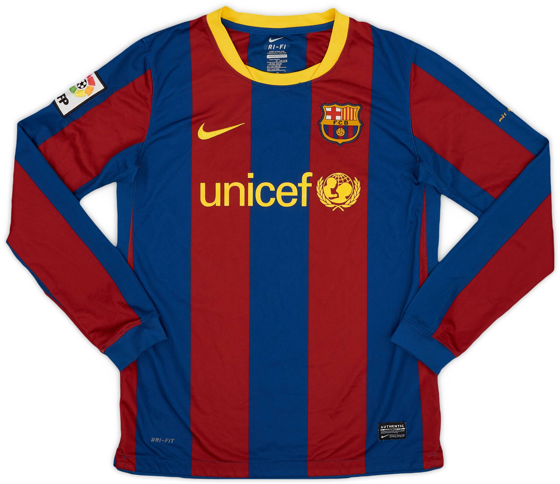 2010-11 Barcelona Home L/S Shirt - 8/10 - (L.Boys)