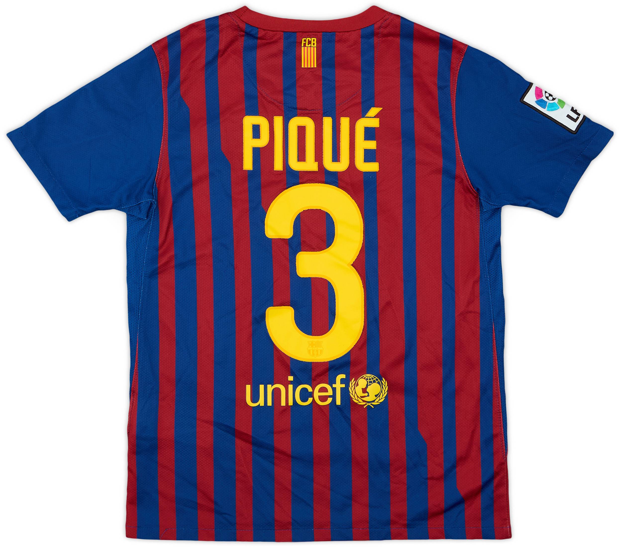 2011-12 Barcelona Home Shirt Pique #3 - 8/10 - (M.Boys)