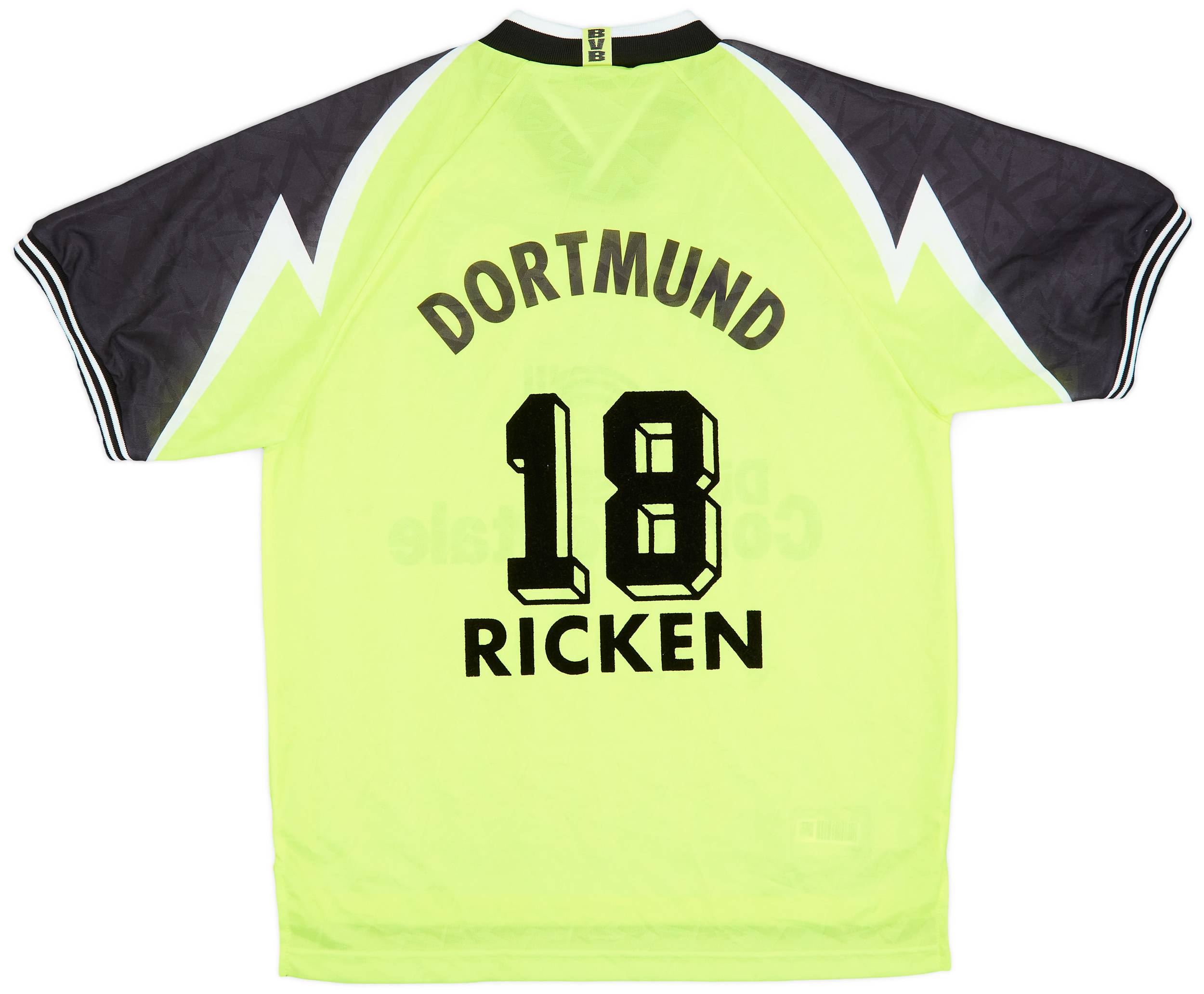 NIKE Borussia Dortmund 1995/96 サッカーシャツ 1995-96 Borussia Dortmund Home Shirt Ricken #18 - 9/10 - (L)