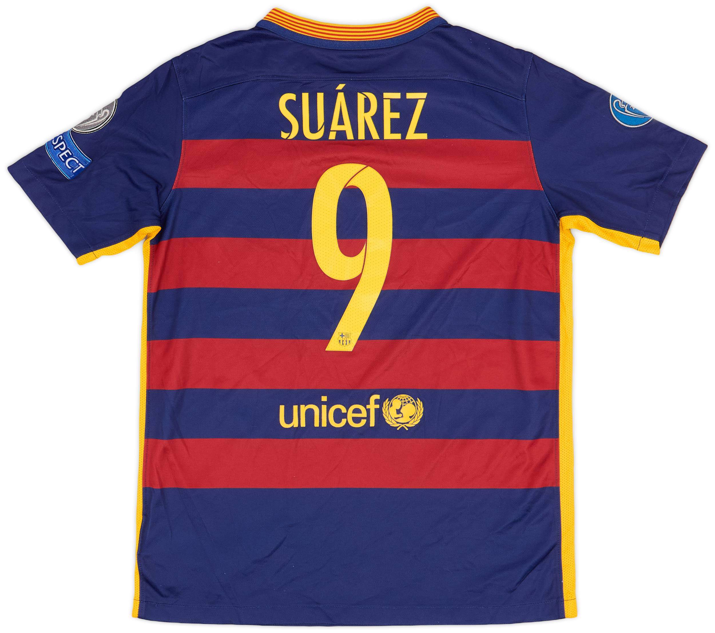 2015-16 Barcelona Home Shirt Suárez #9 - 8/10 - (XL.Boys)