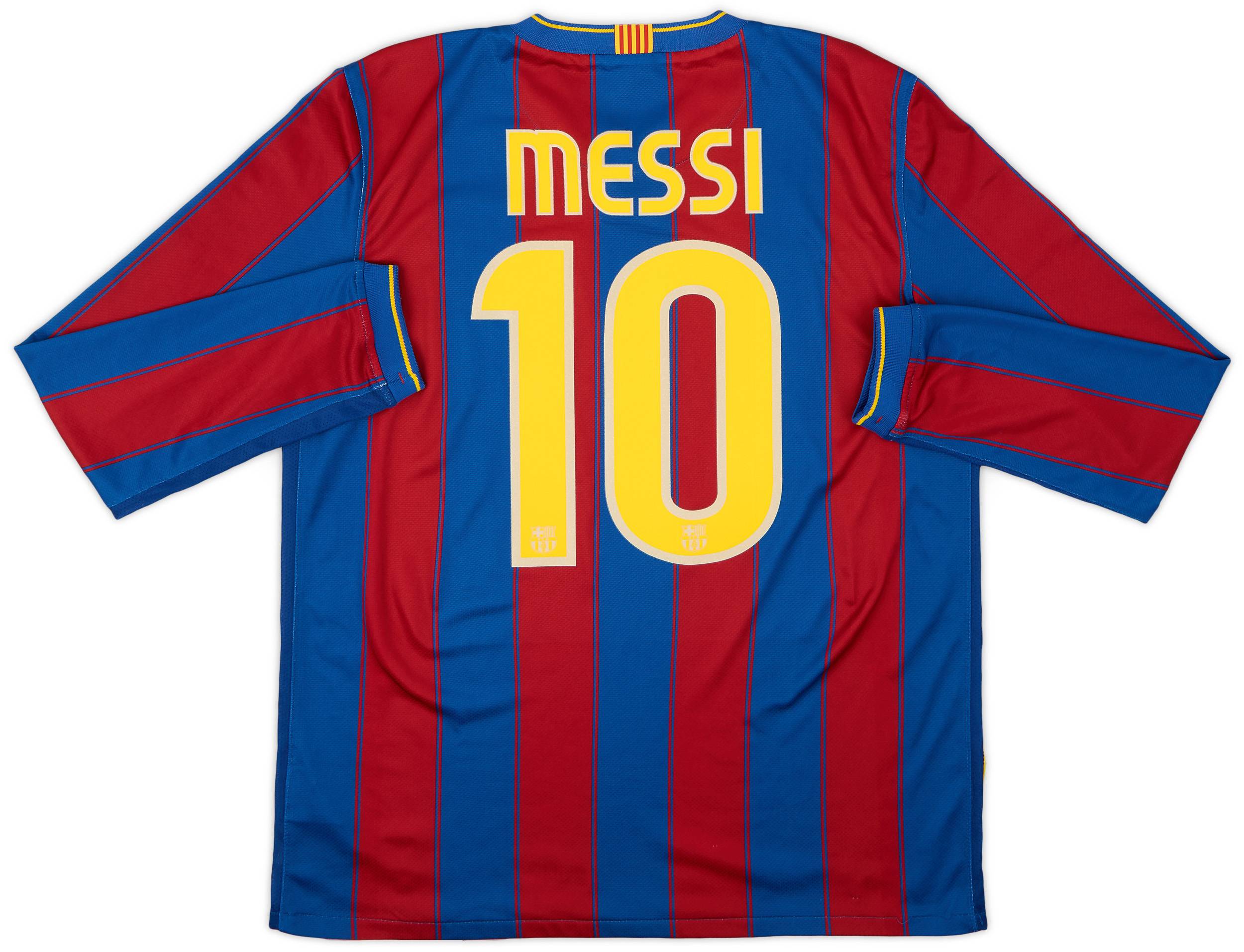 2009-10 Barcelona Home L/S Shirt Messi #10 - 8/10 - (M)