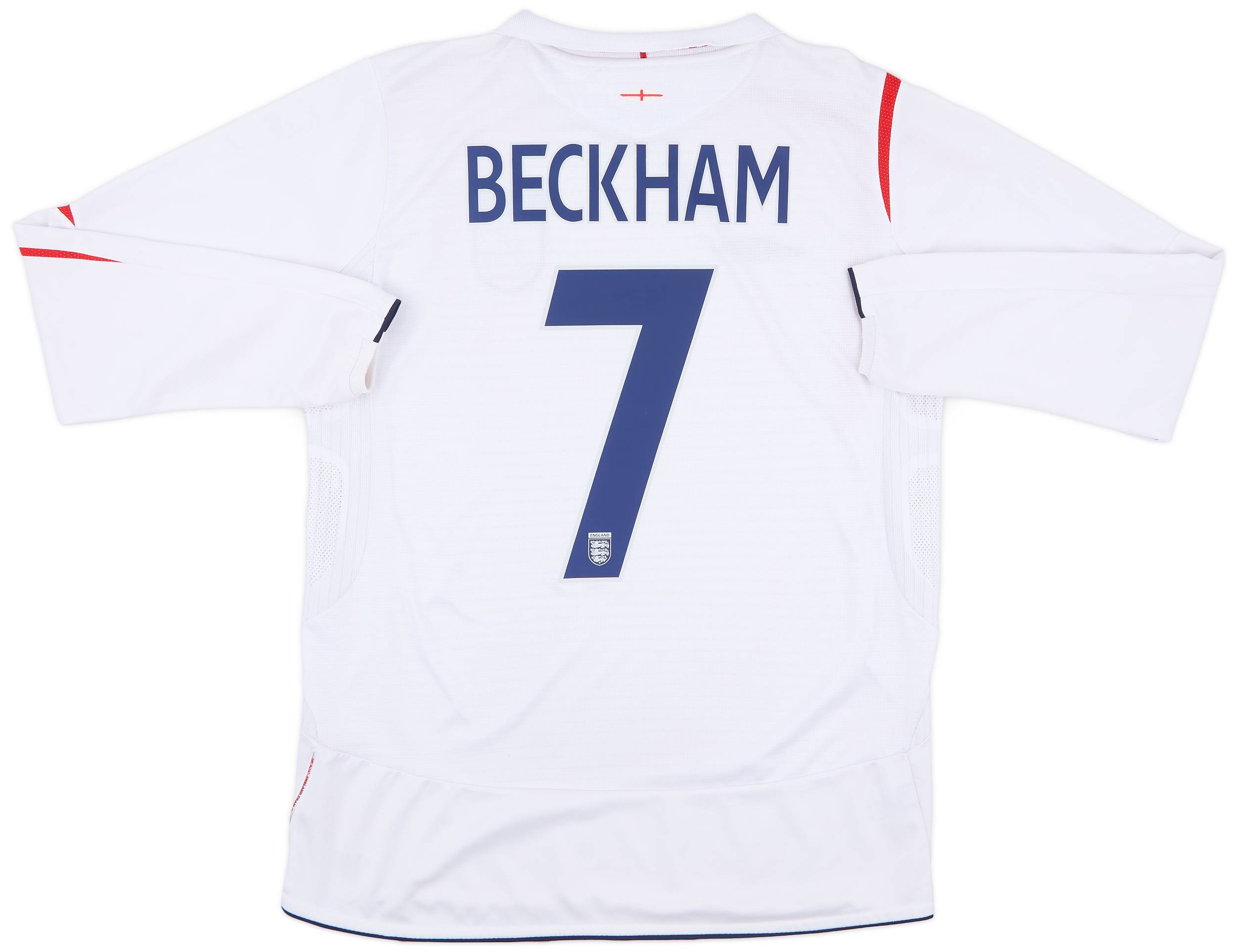 2005-07 England Home L/S Shirt Beckham #7 - 7/10 - (M)