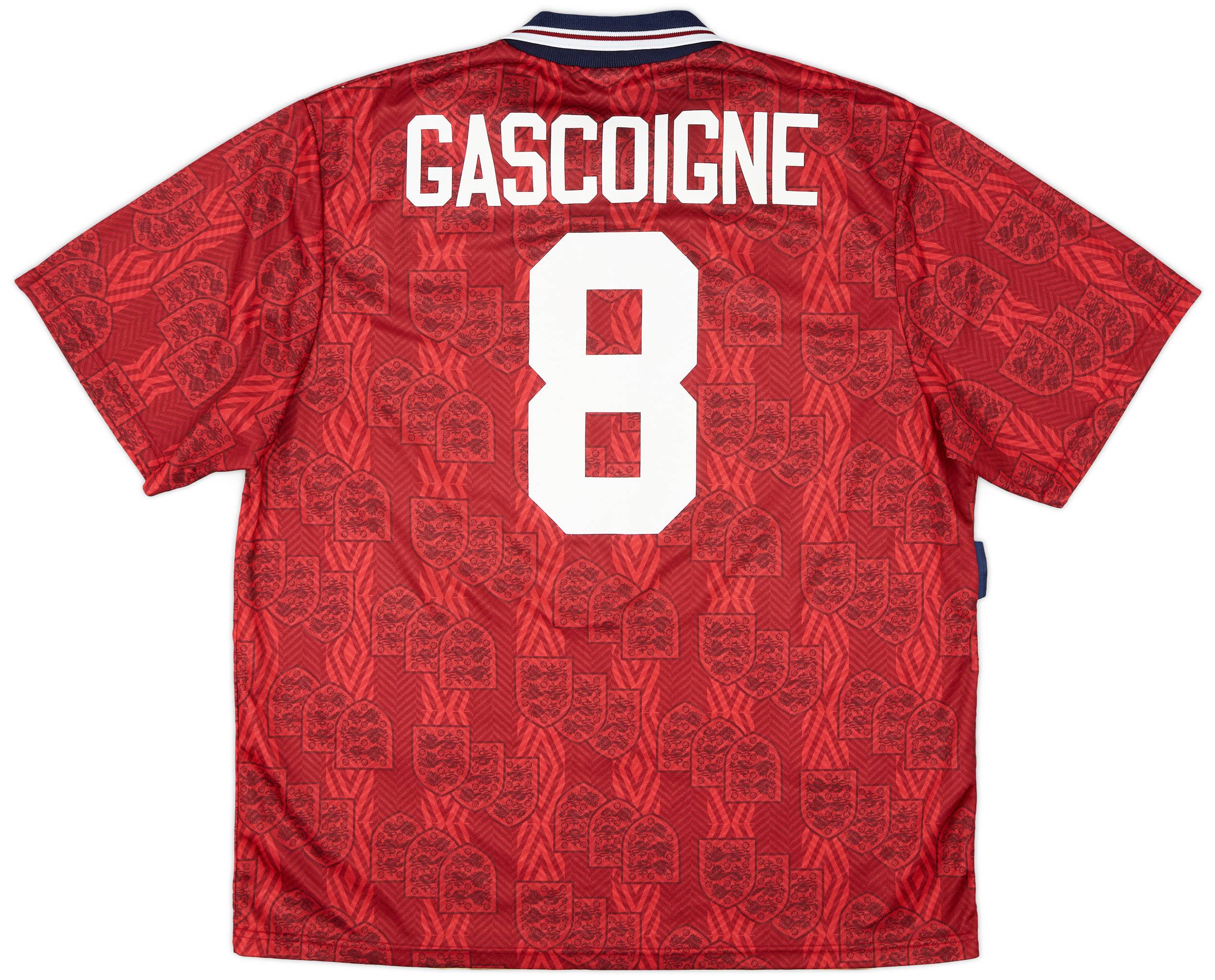1993-95 England Away Shirt Gascoigne #8 - 9/10 - (XXL)