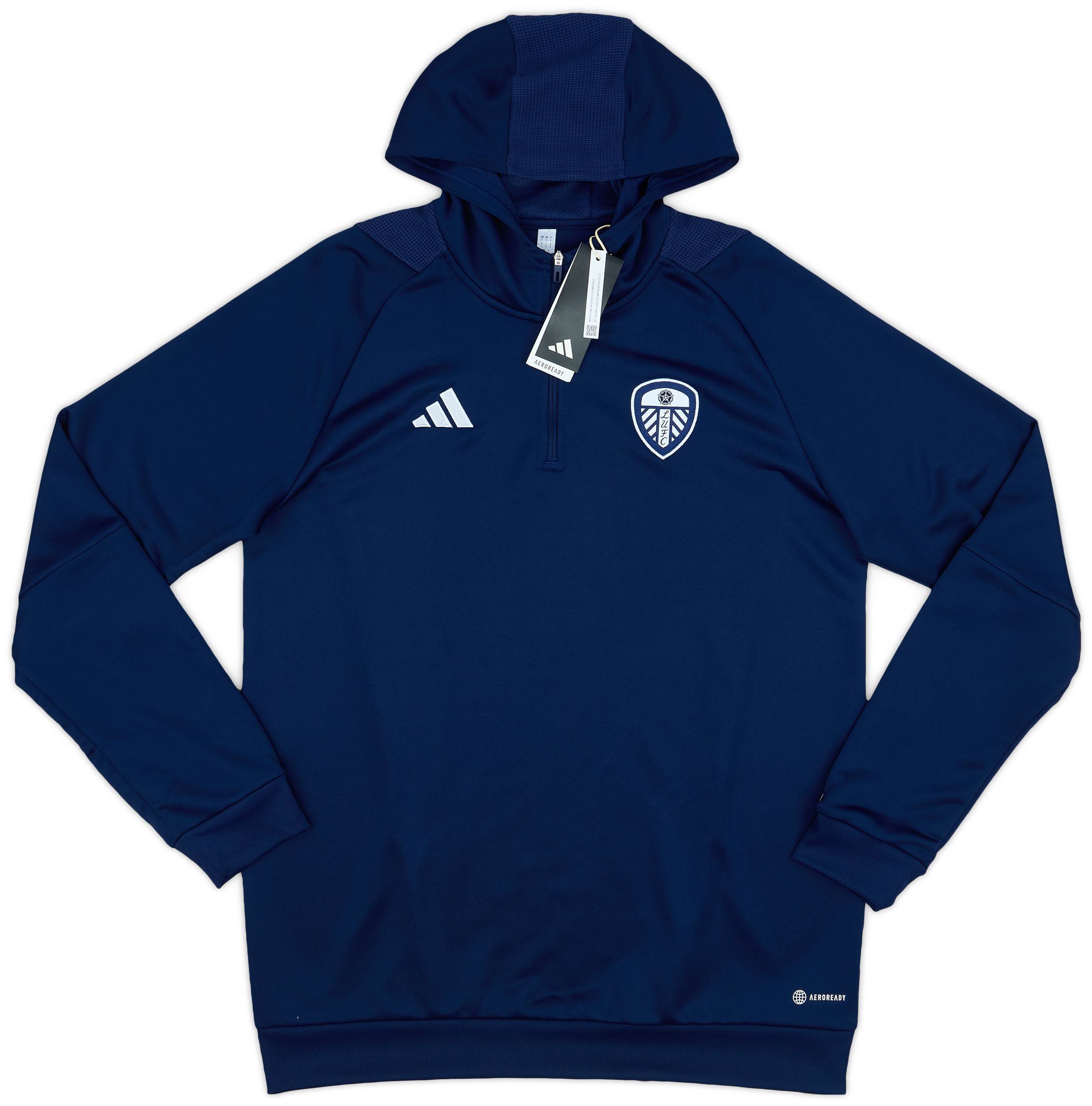 2023-24 Leeds United adidas 1/4 Zip Hooded Top