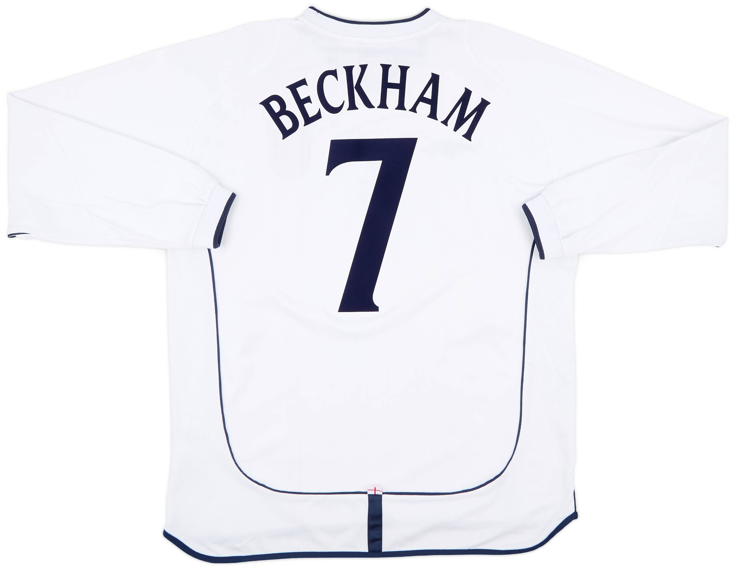 2001-03 England Home L/S Shirt Beckham #7 - 7/10 - (XL)