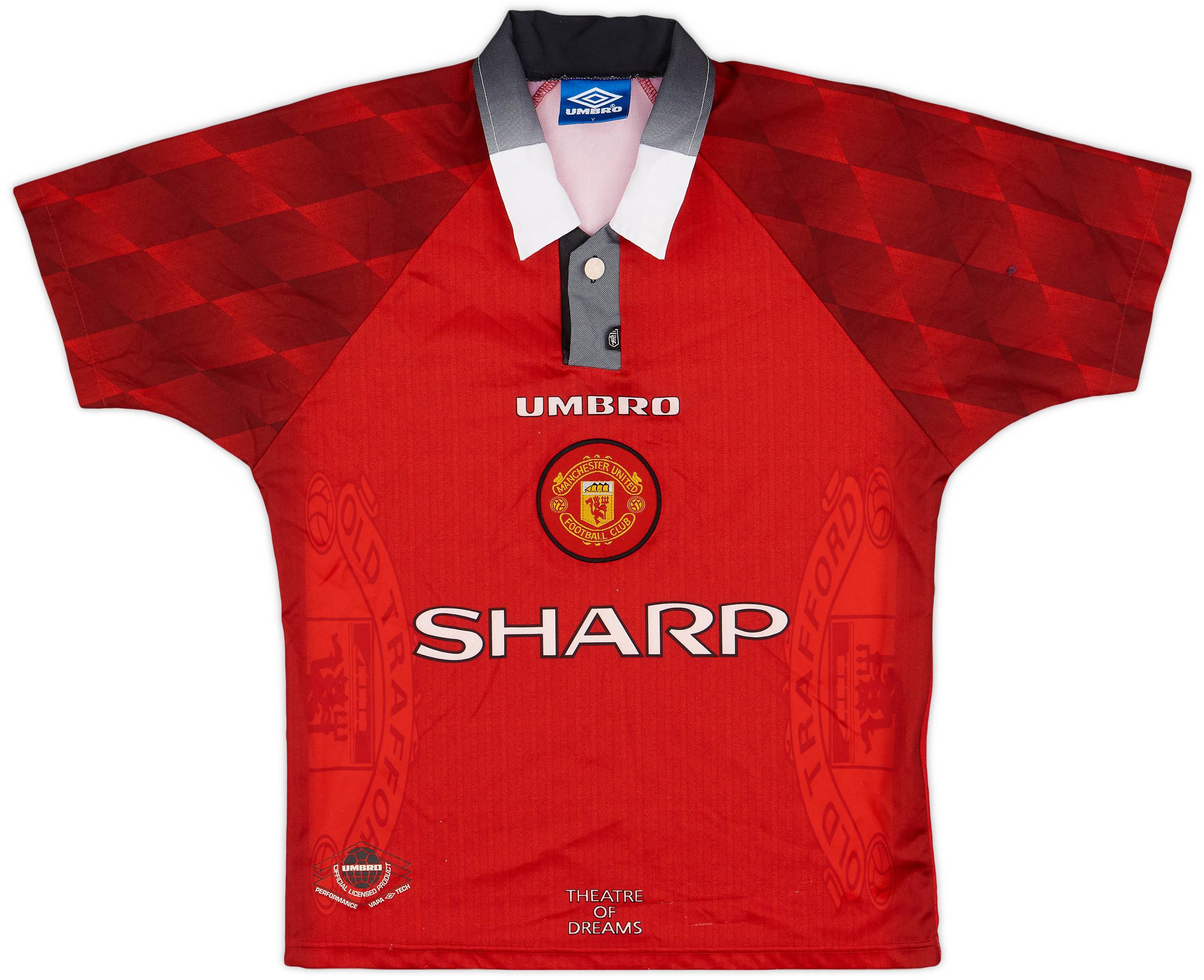 1996-98 Manchester United Home Shirt - 8/10 - (Y)