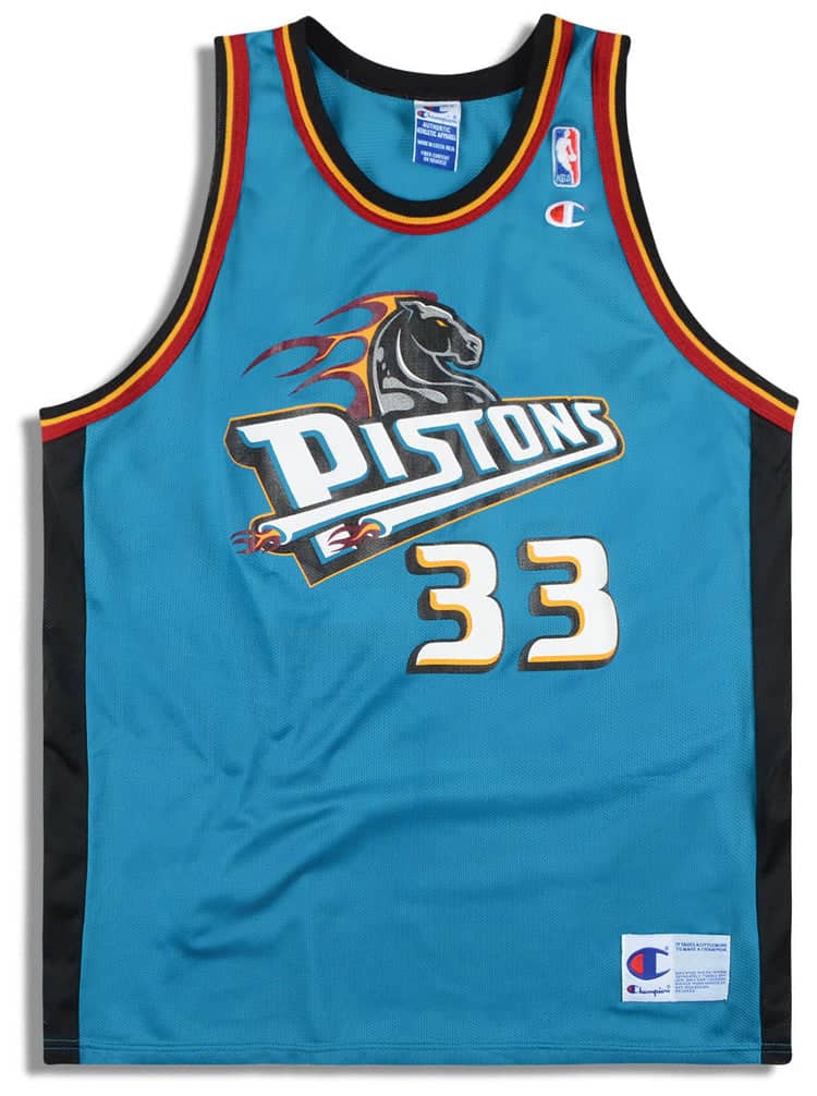 1996-00 Detroit Pistons Hill #33 Champion Jersey (Away) M