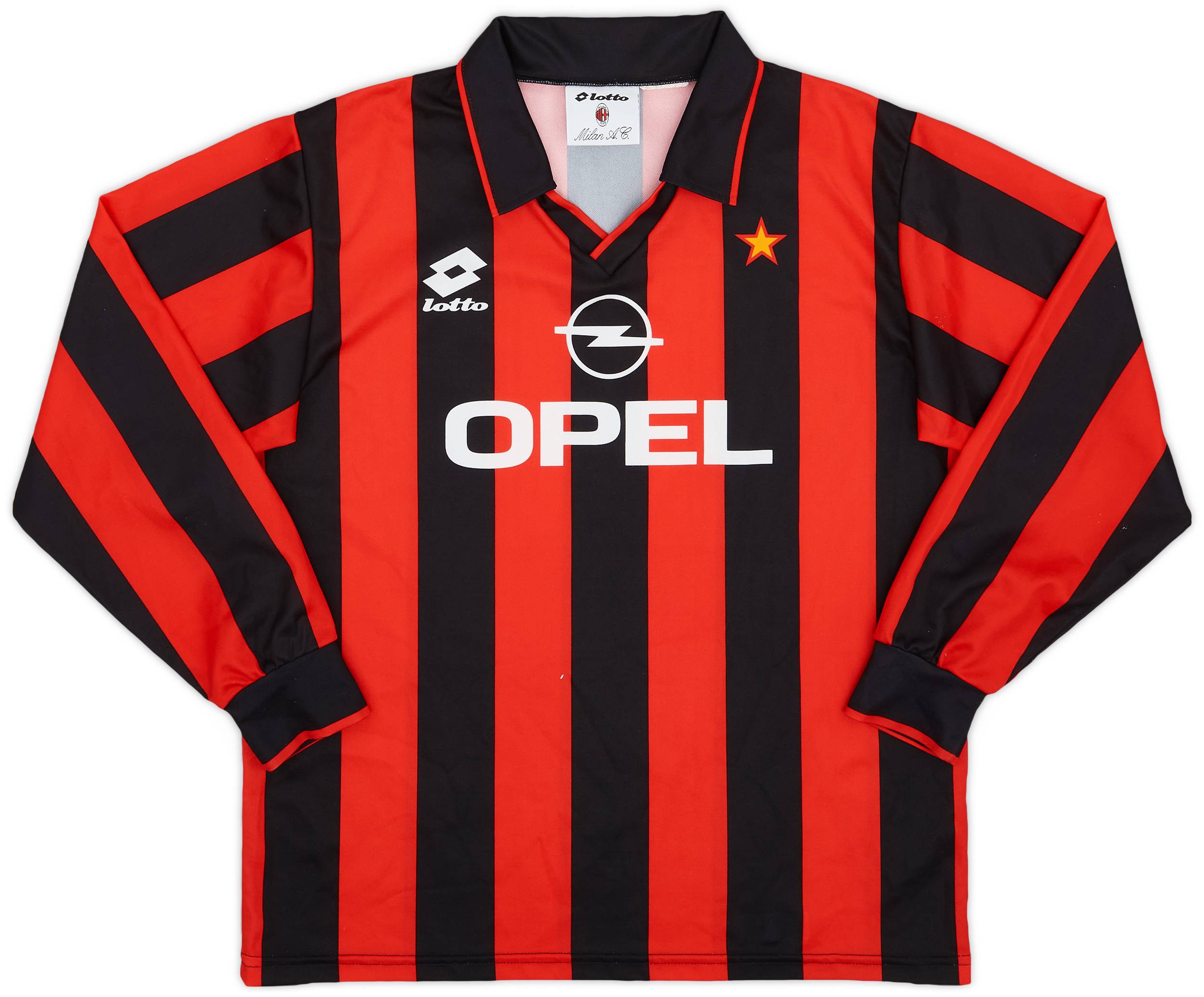 1994-95 AC Milan Home L/S Shirt - 9/10 - (XL.Boys)