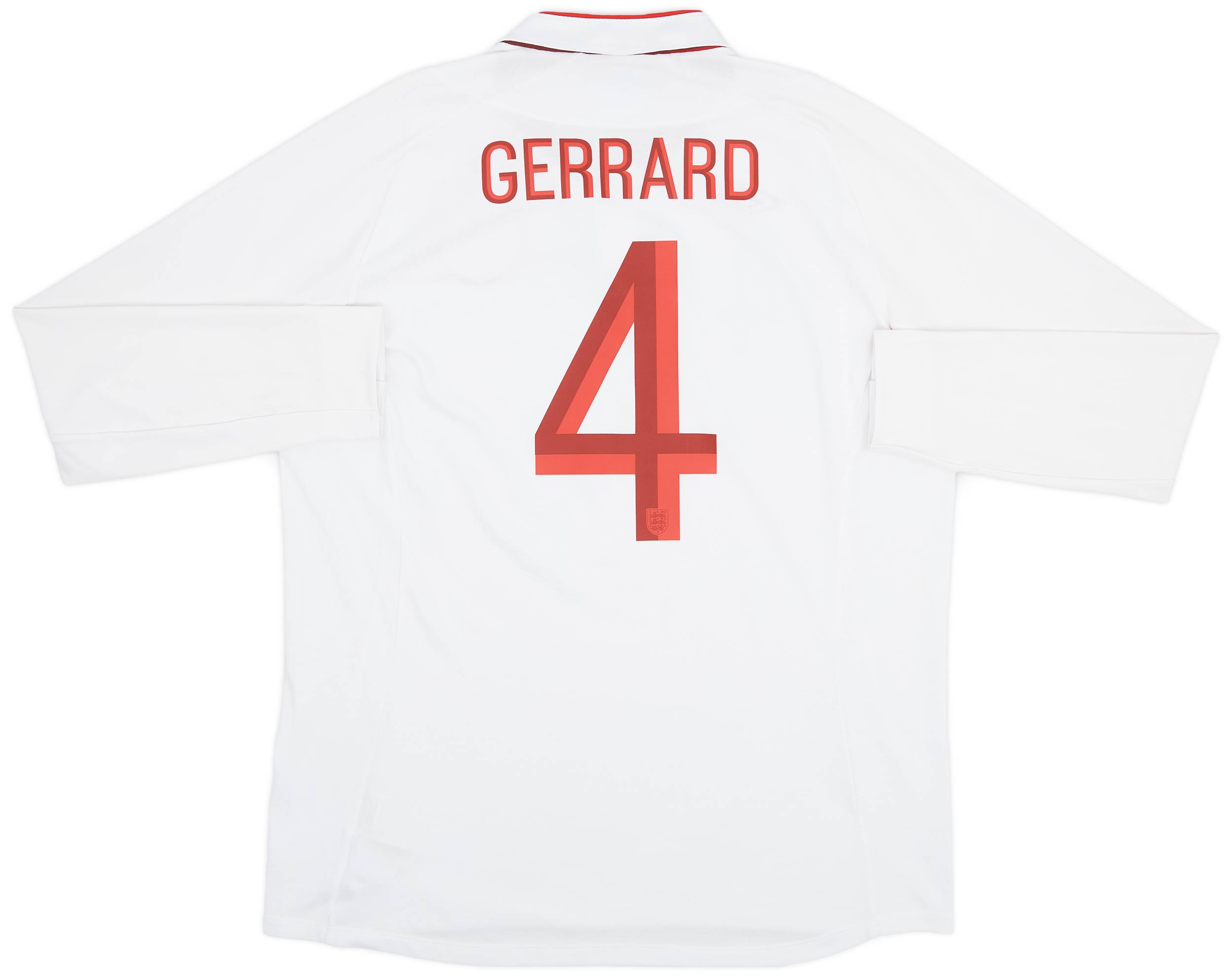 2012-13 England Home L/S Shirt Gerrard #4 - 9/10 - (XL)