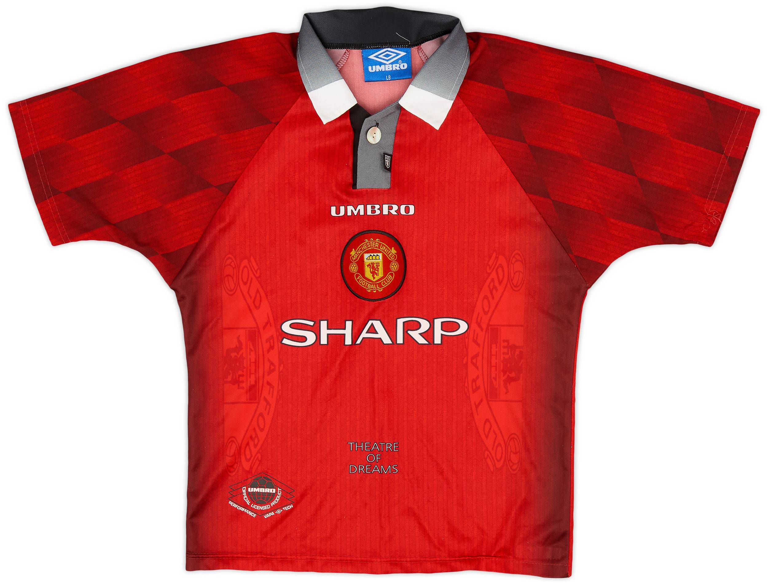 1996-98 Manchester United Home Shirt - 8/10 - (L.Boys)