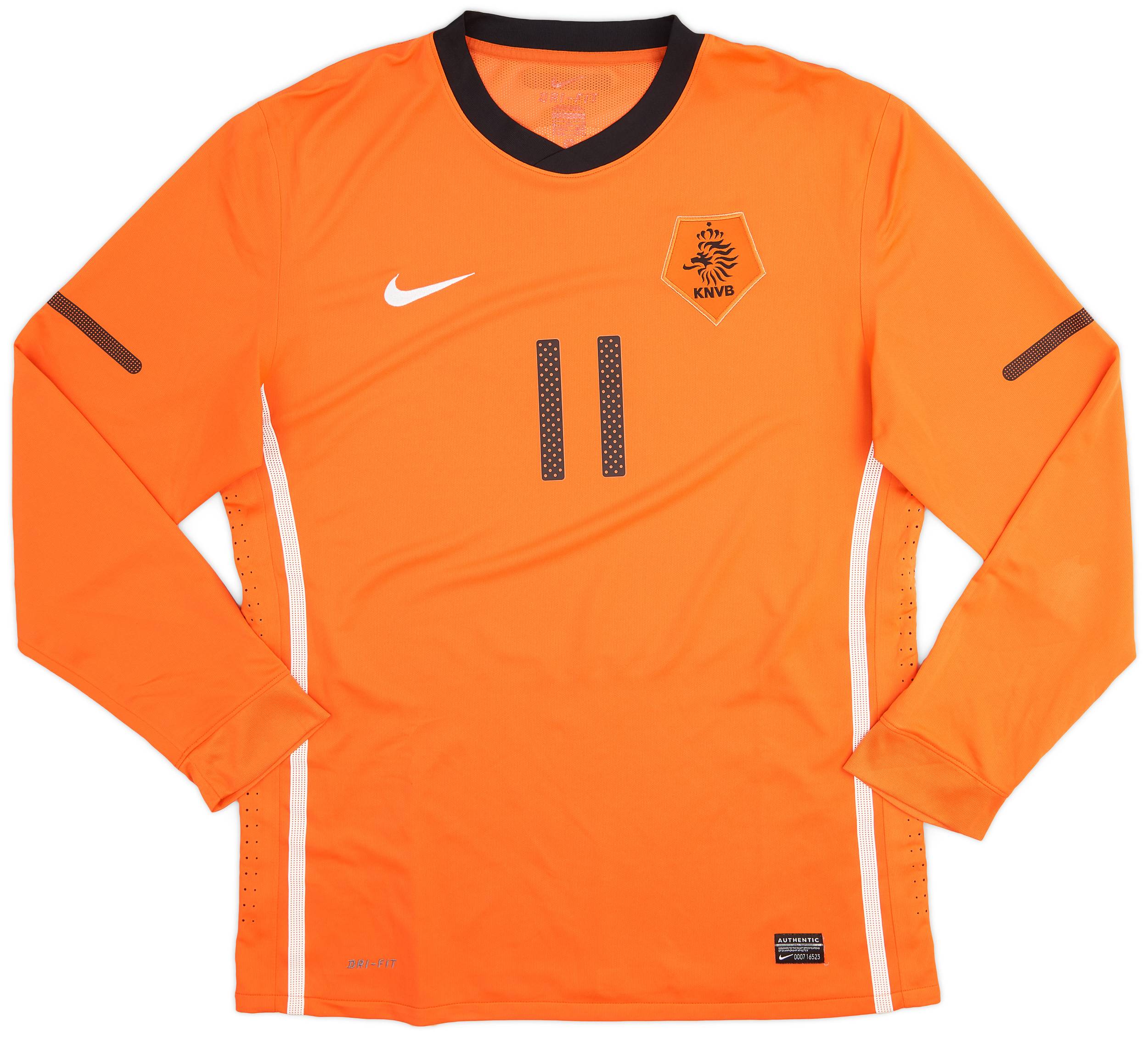 2010-11 Netherlands Player Issue Home L/S Shirt Robben #11