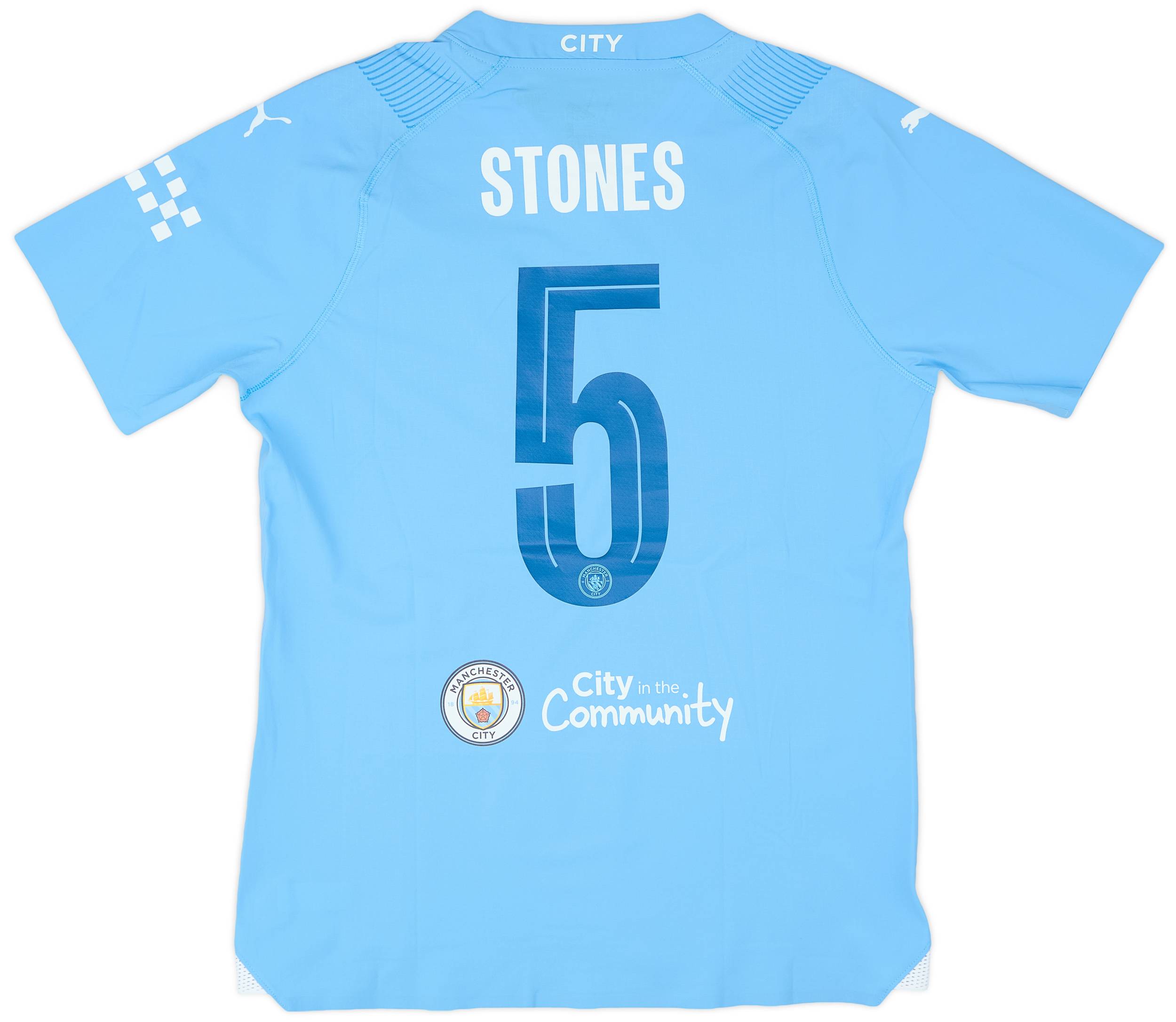 2023-24 Manchester City Match Issue FA Cup Final Home Shirt Stones #5