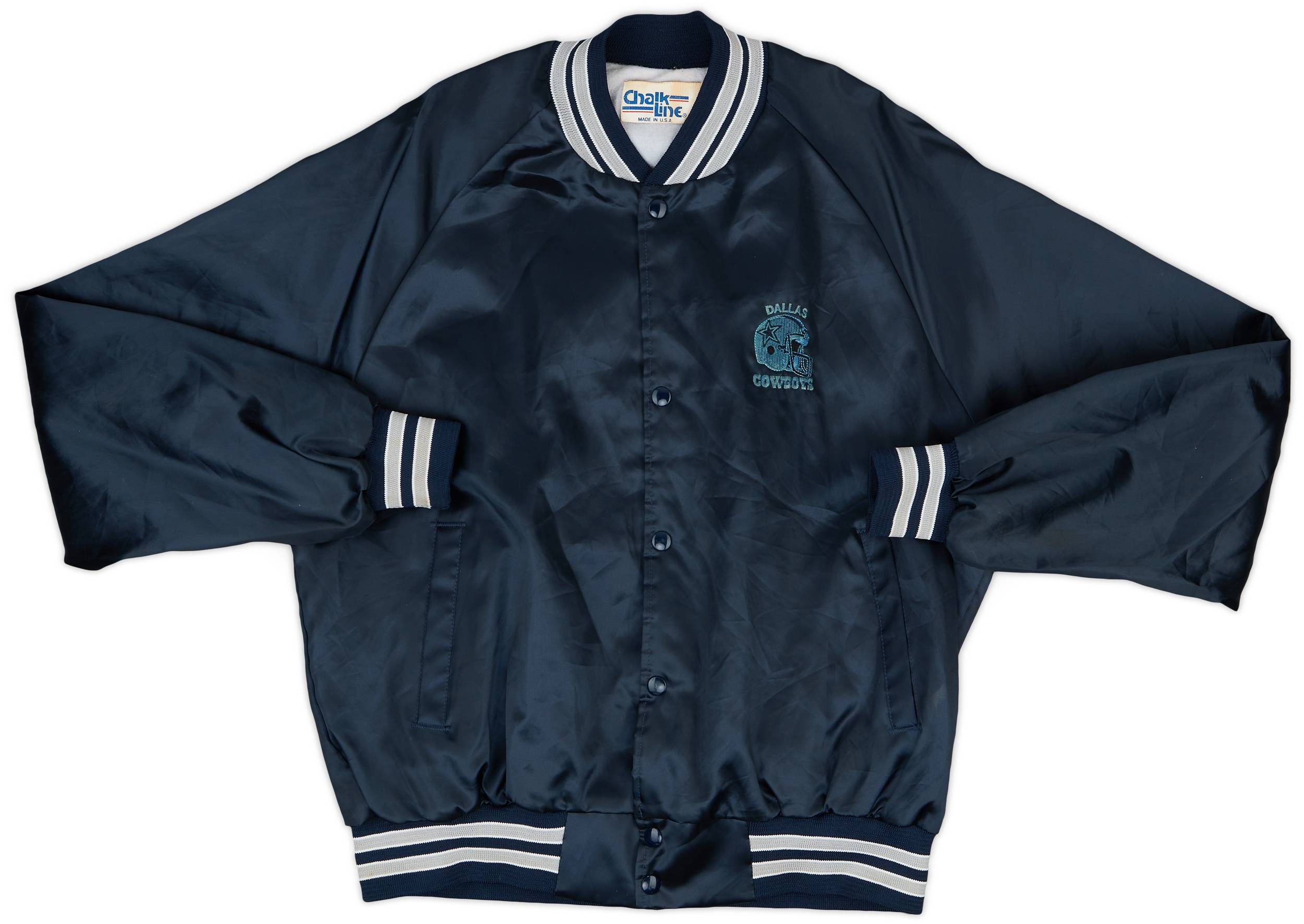 1990s Dallas Cowboys Chalk Line Satin Varsity Jacket - 7/10 - (L)