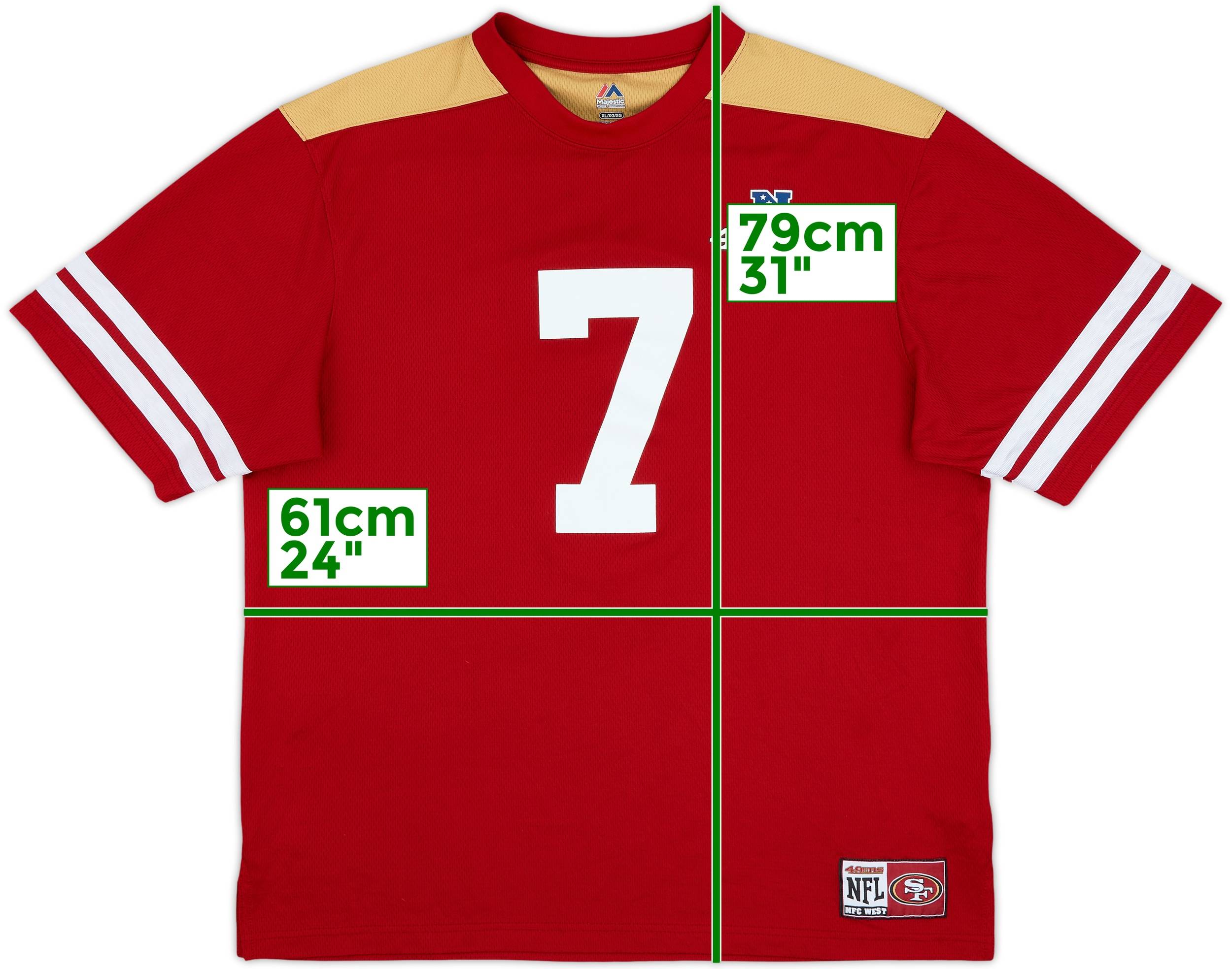 2014 San Francisco 49ers Kaepernick #7 Majestic Jersey Tee - 8/10