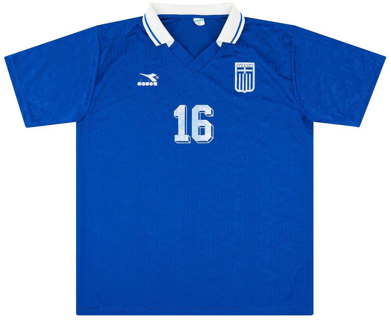 1996 Greece Match Worn Home Shirt #16 (Alexandris) v Denmark