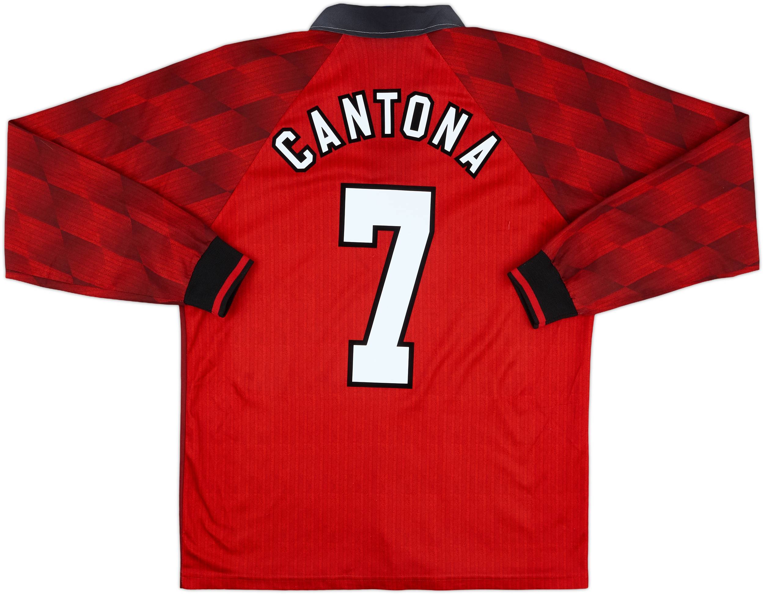 1996-98 Manchester United Home L/S Shirt Cantona #7 - 8/10 - (L)