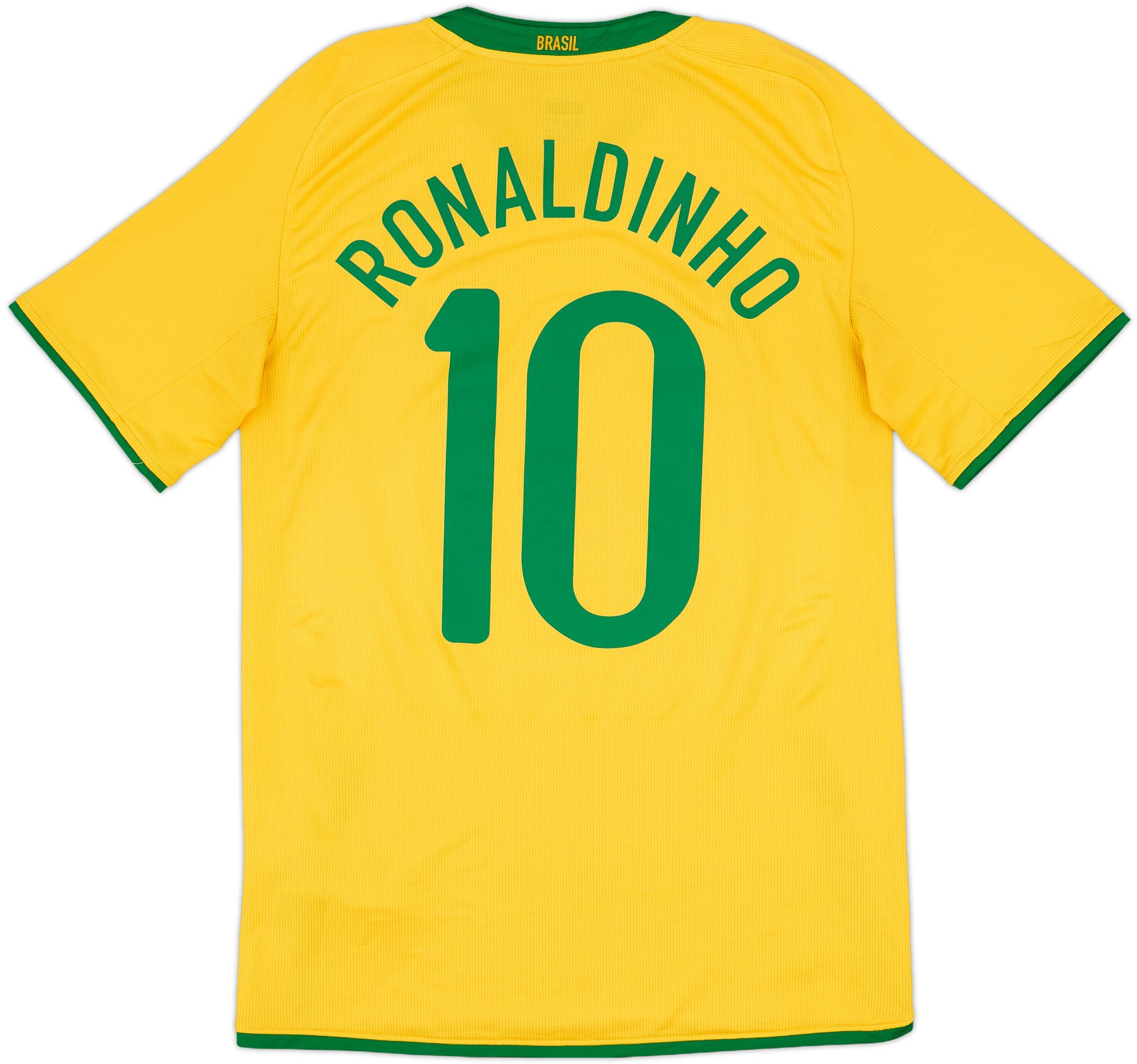 2008-10 Brazil Home Shirt Ronaldinho #10 - 8/10 - (S)