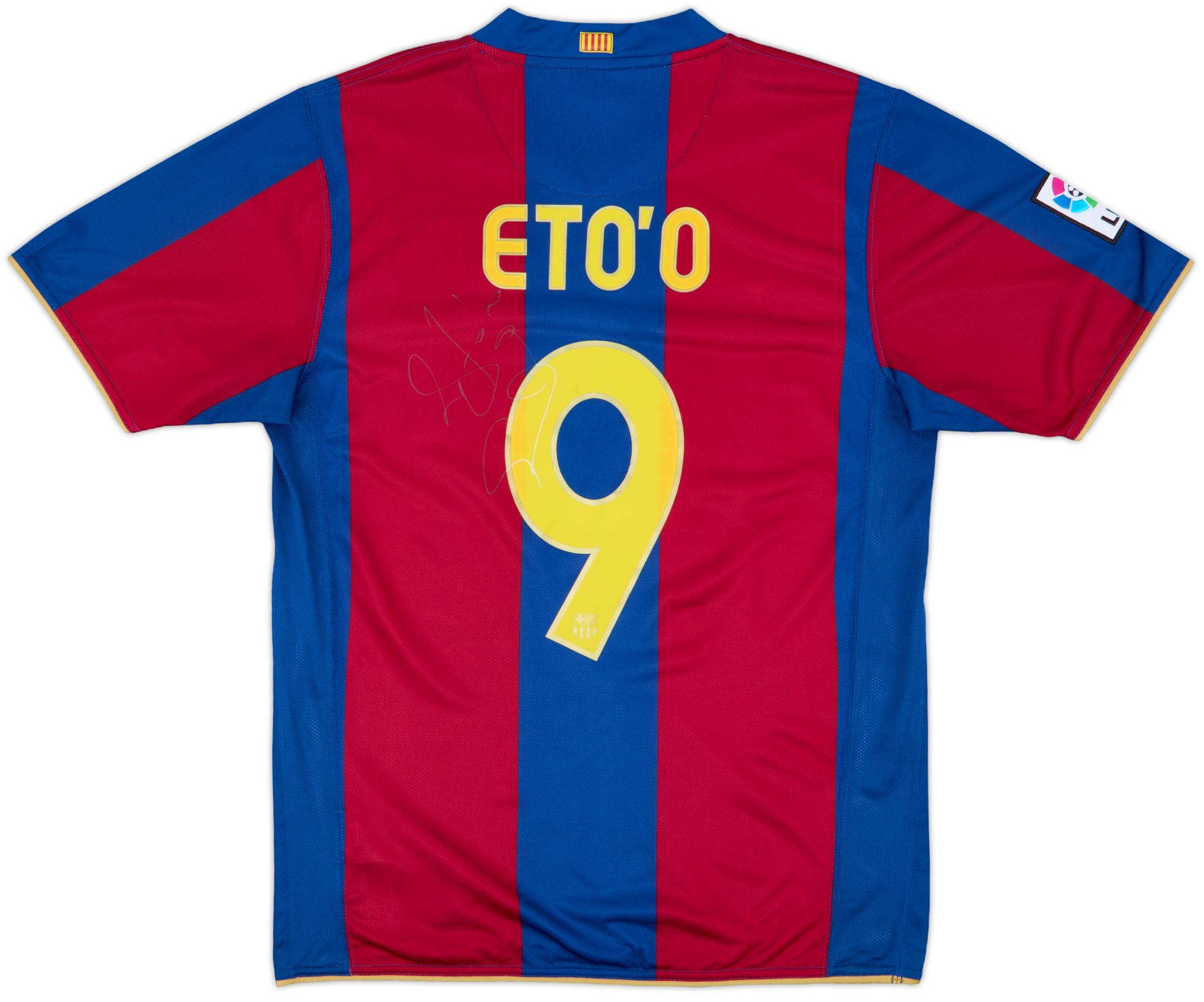 2007-08 Barcelona Signed Home Shirt Eto'o #9 - 7/10 - (M)