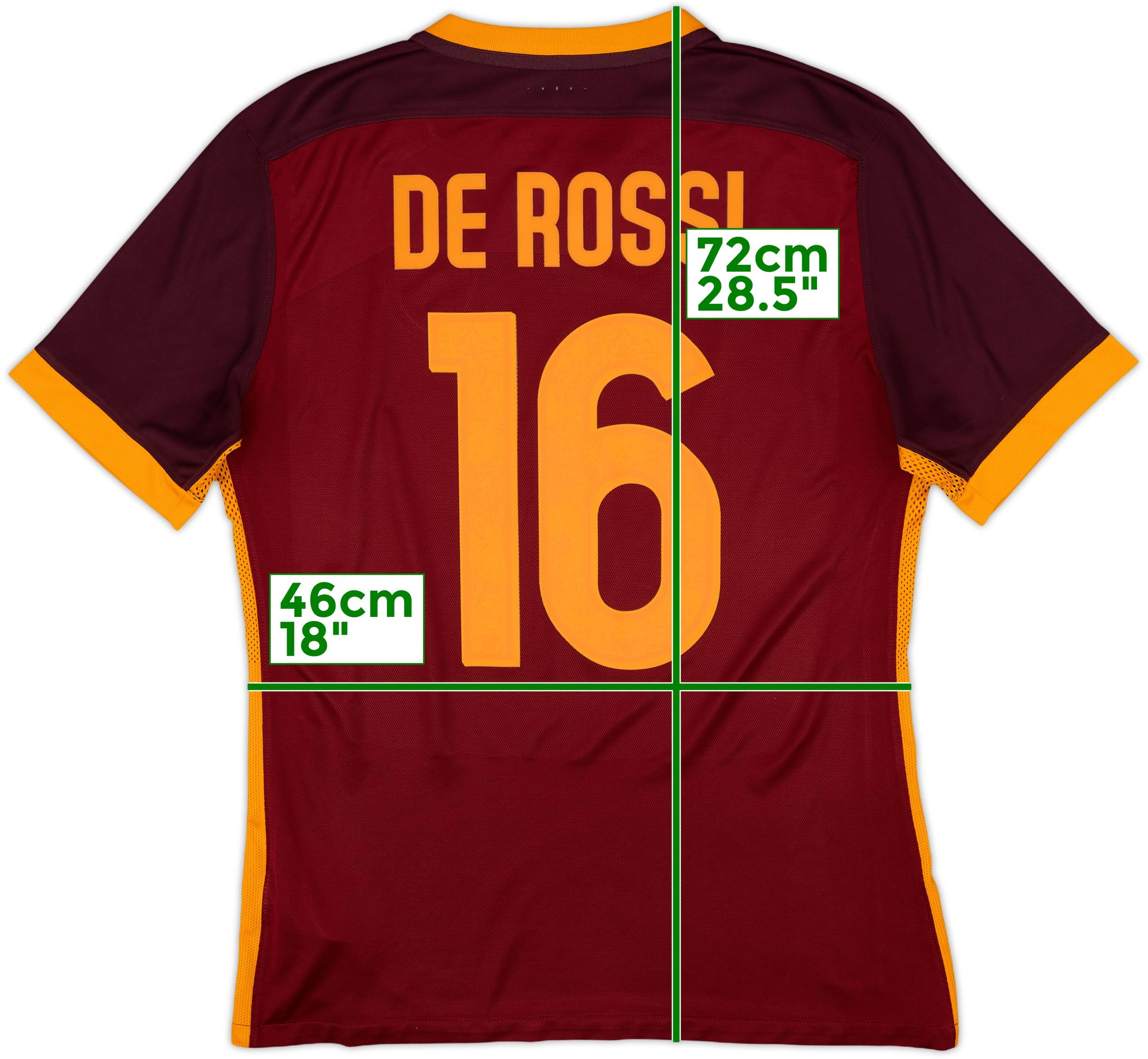 2015-16 Roma Authentic Home Shirt De Rossi #16 - 8/10 - (L)