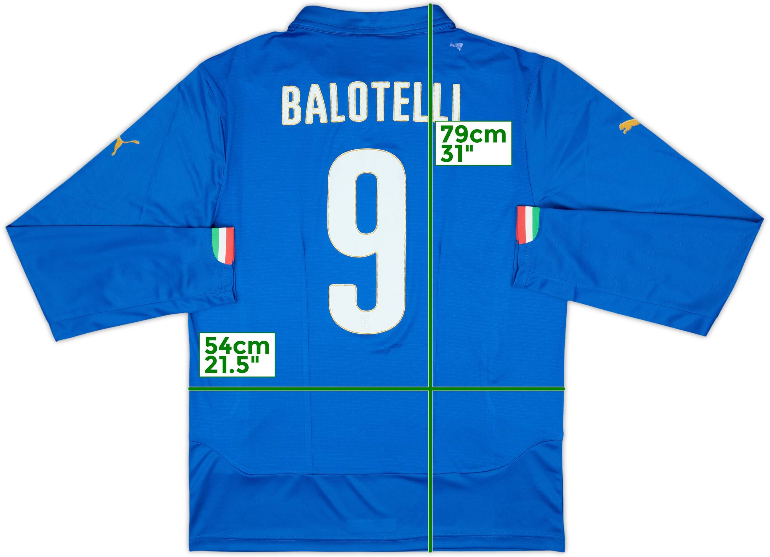 2014-15 Italy Authentic Home L/S Shirt Balotelli #9 (XL)