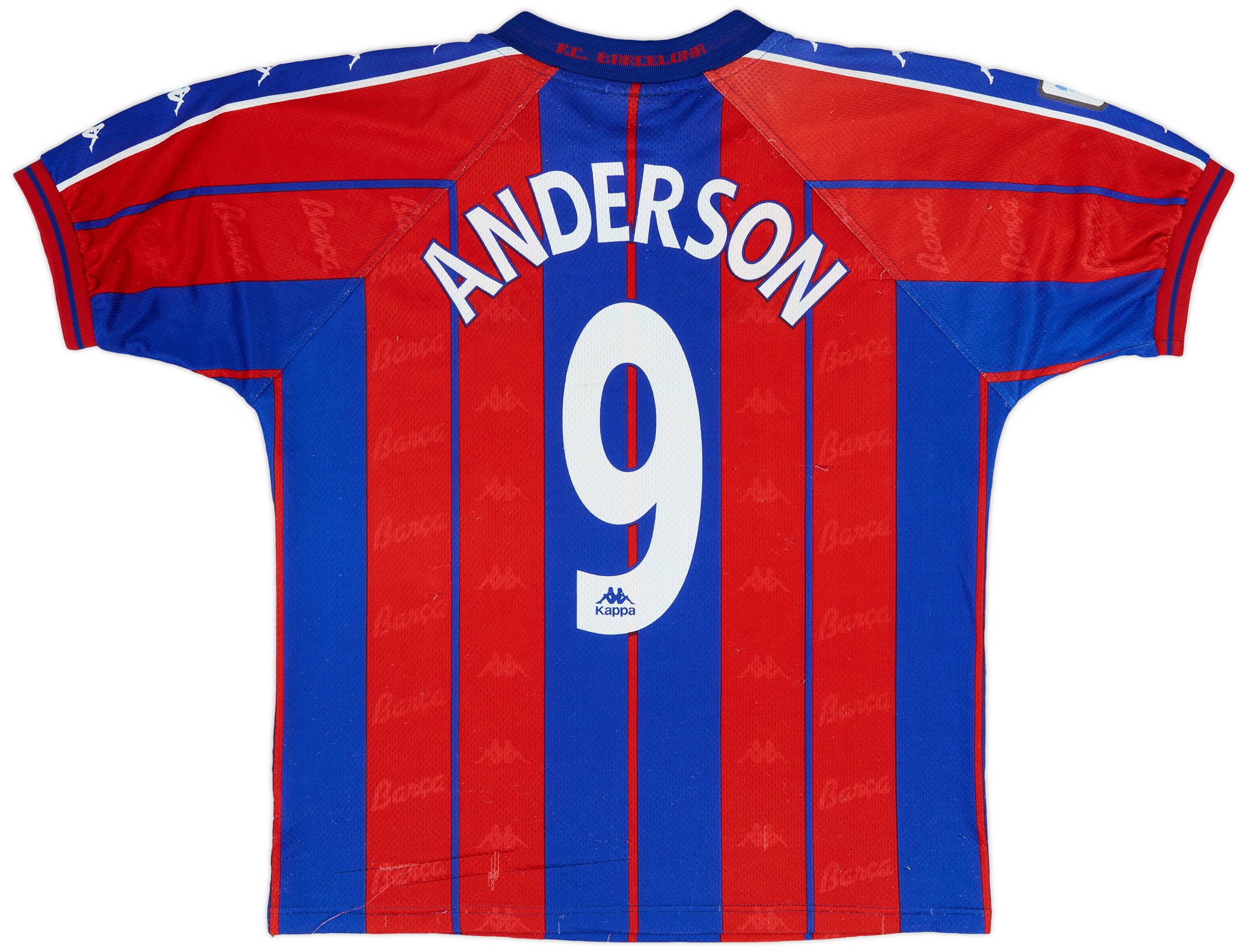 1997 98 Barcelona Home Shirt Anderson 9 8 10 M