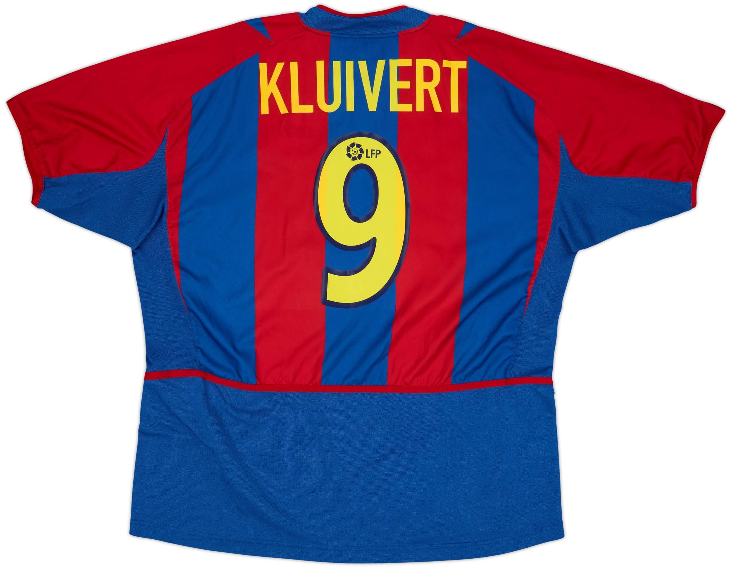 FCバルセロナ KLUIVERT 9番 シャツ 2002-03 Barcelona Home Shirt Kluivert #9 - 9/10 - (XL)