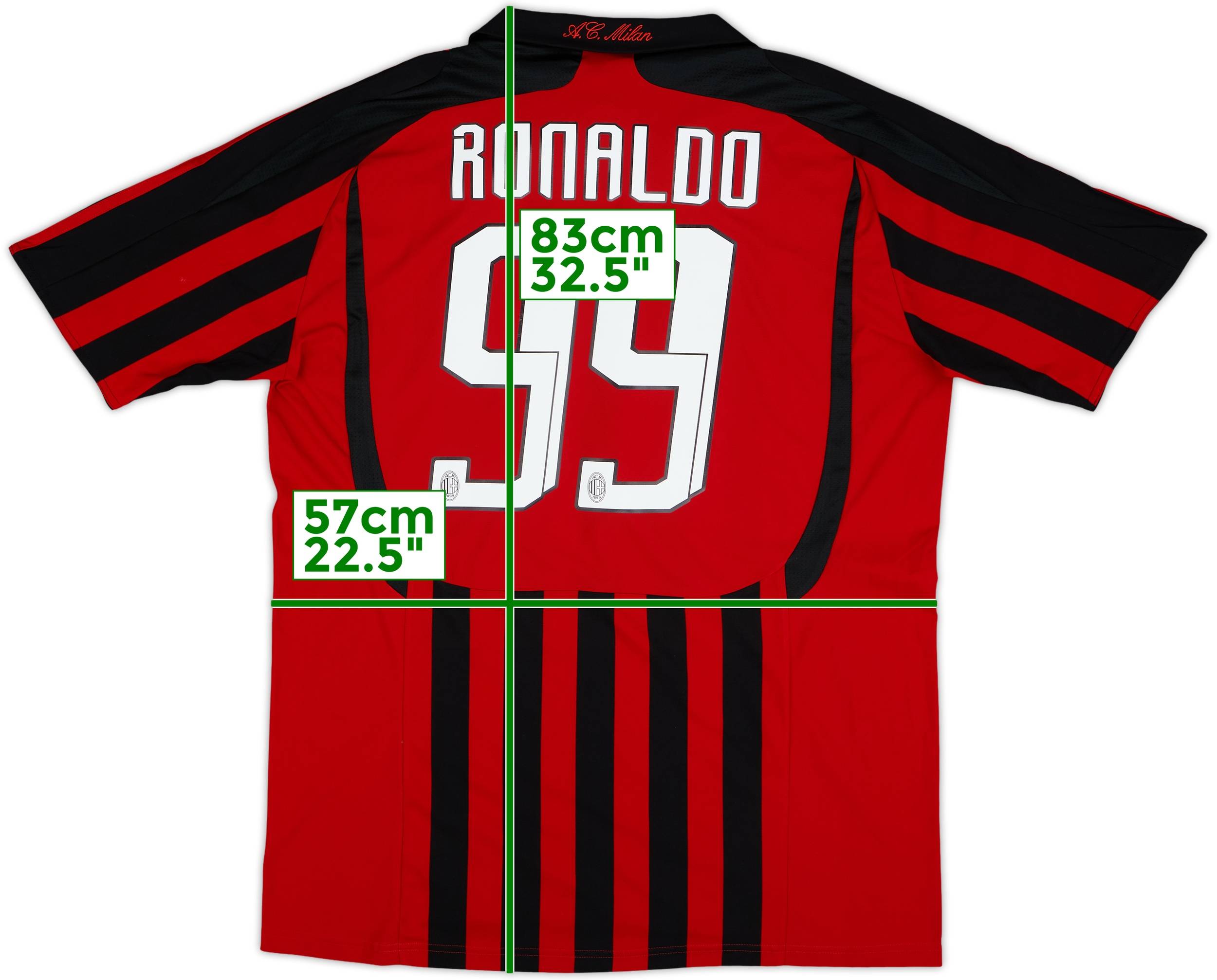 難あり】 Bロナウド ACミラン RONALDO 99 シャツ XL 直筆サイン入り
