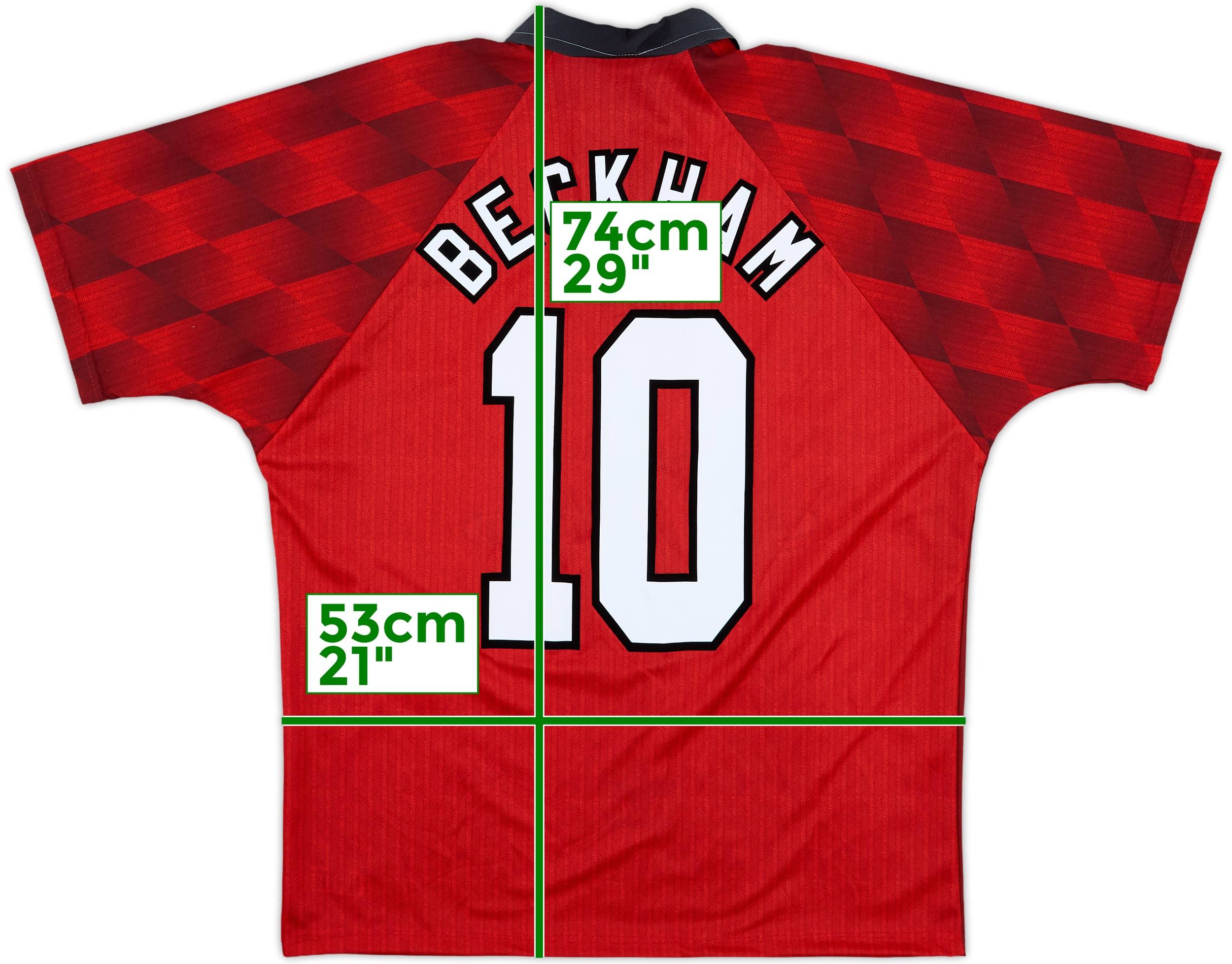 1996-98 Manchester United Home Shirt Beckham #10 - 9/10 - (M)