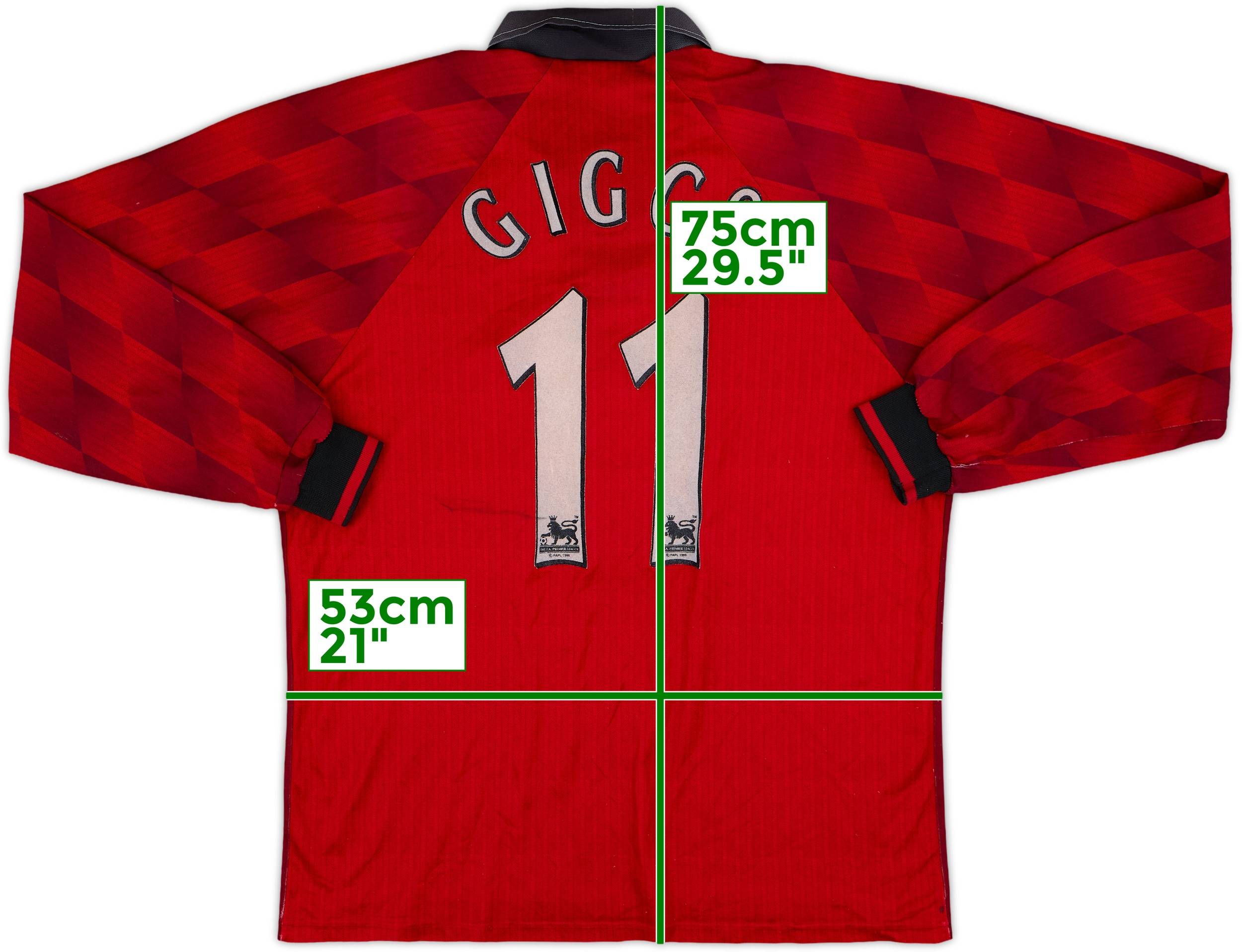 1996-98 Manchester United Home L/S Shirt Giggs #11 - 6/10 - (L)