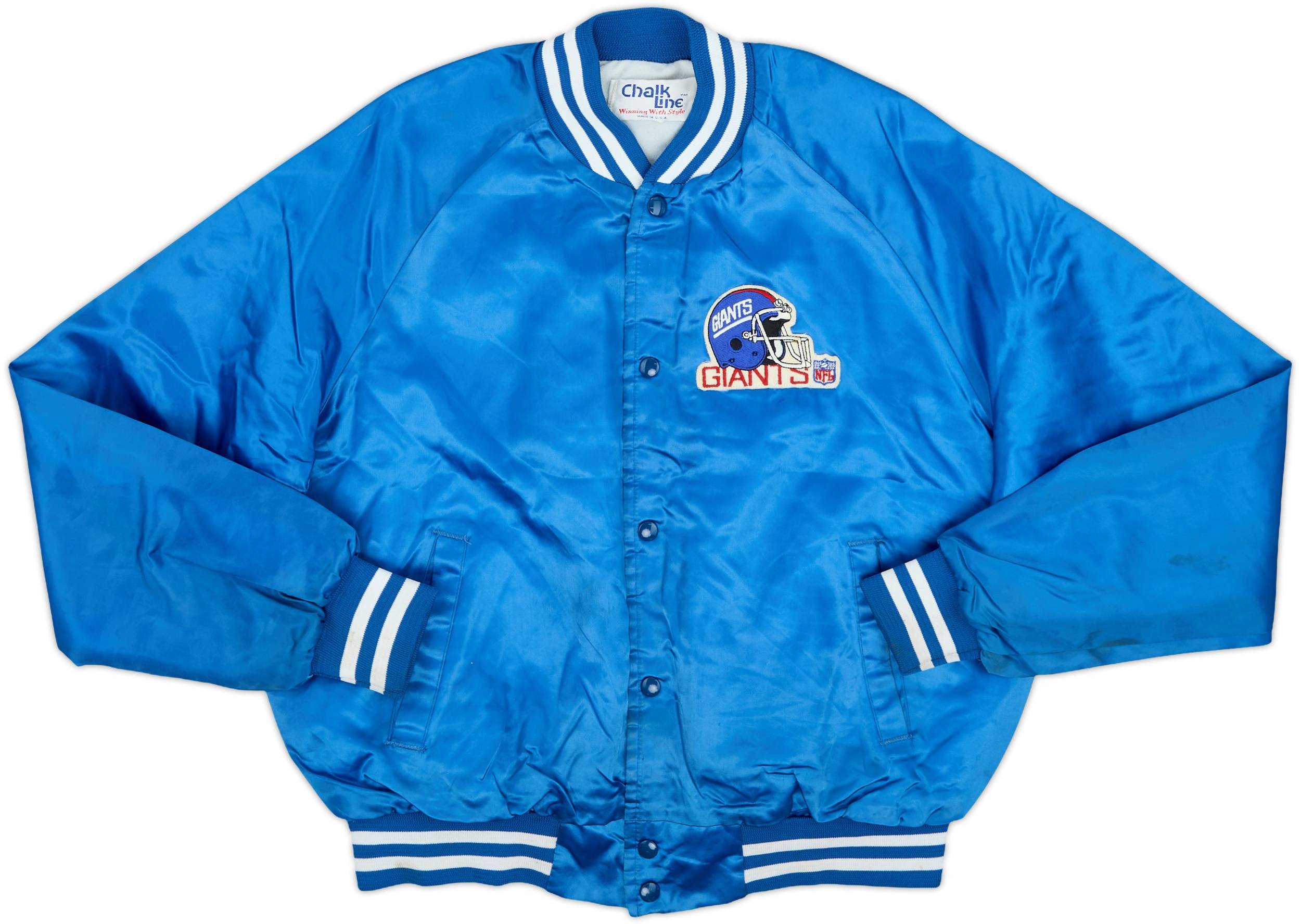 1990s New York Giants Chalk Line Satin Varsity Jacket - 7/10 - (L)
