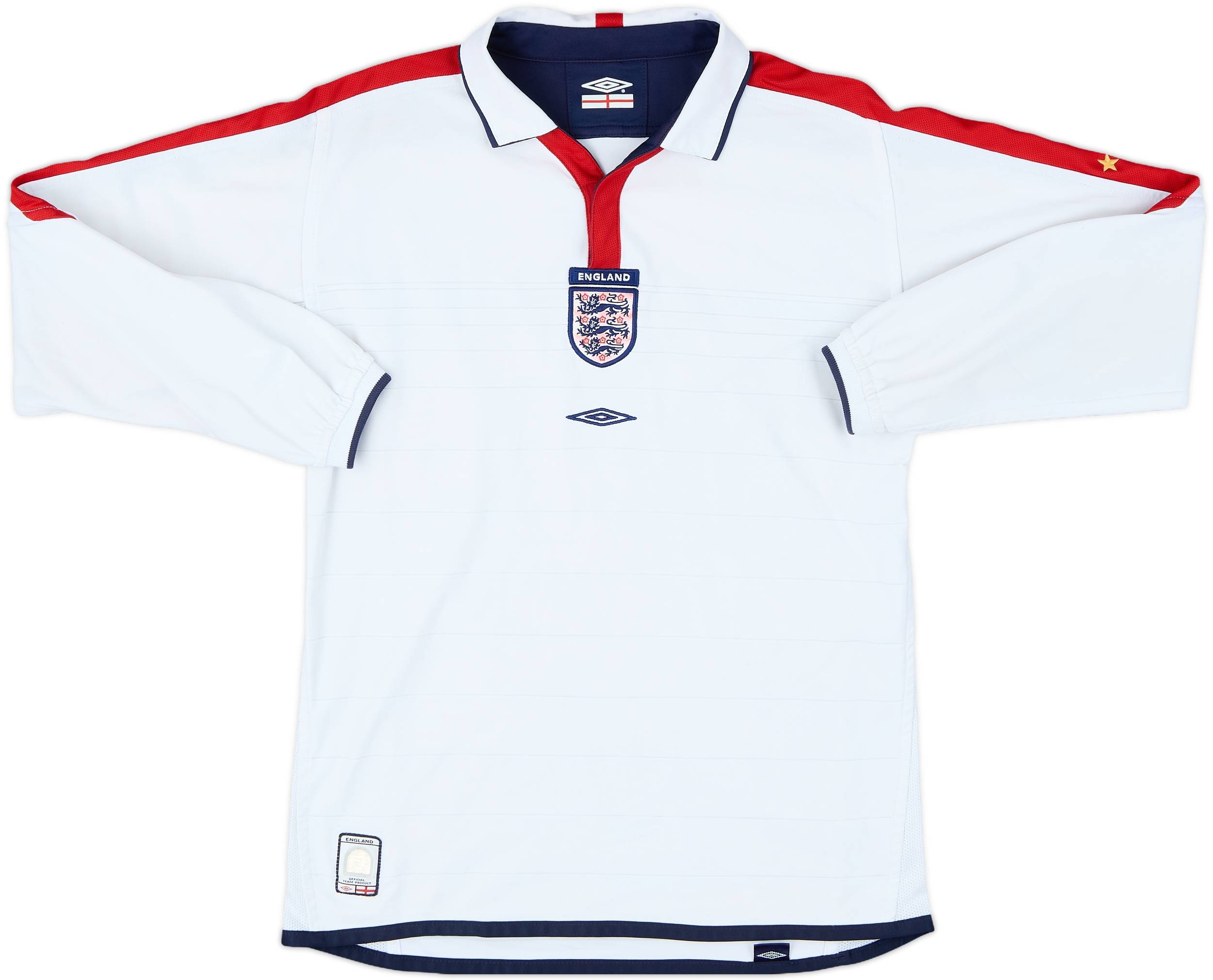 2003-05 England Home L/S Shirt - 8/10 - (XL.Boys)
