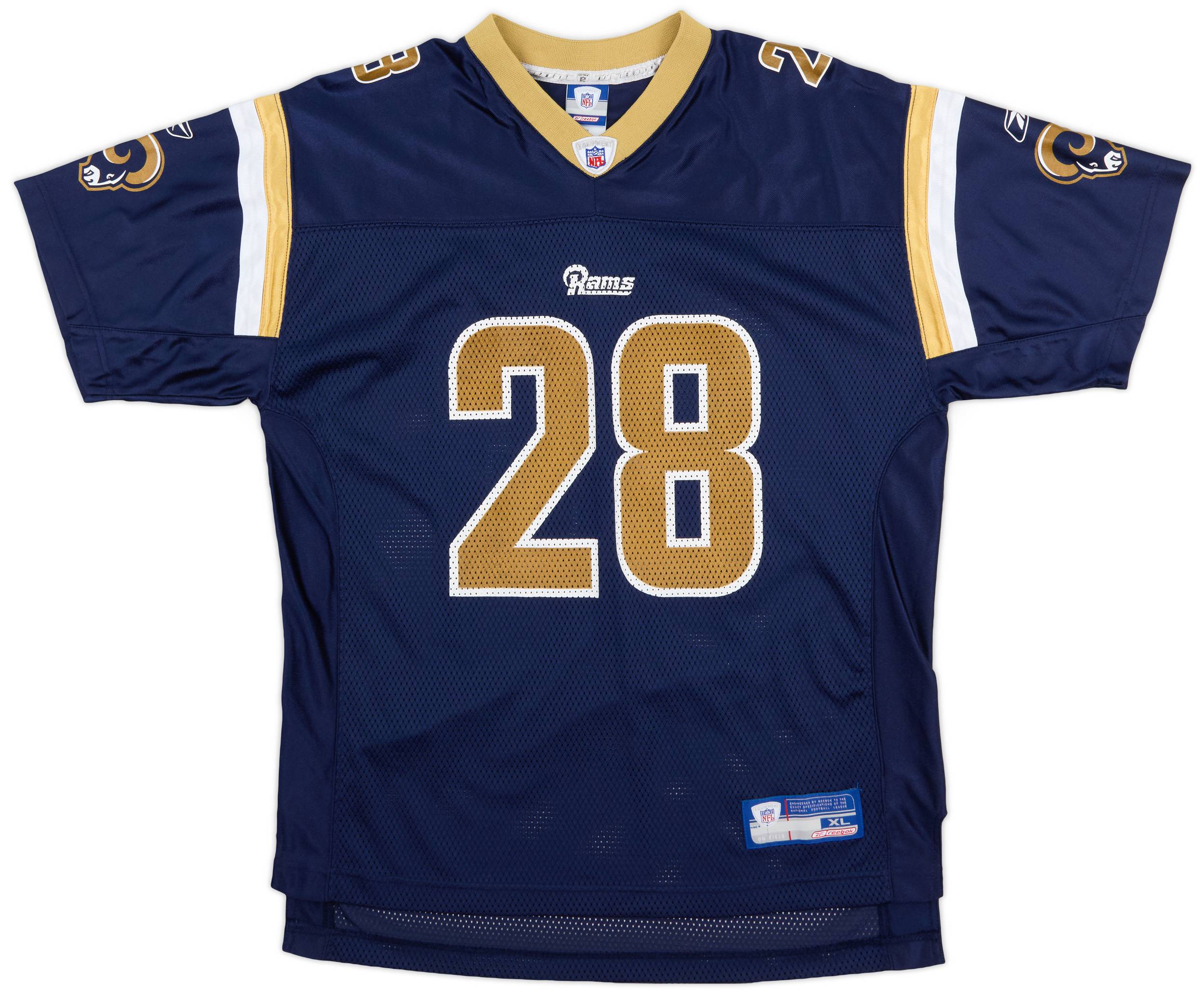 2002 04 St. Louis Rams Faulk 28 Reebok On Field Home Jersey Excellent XL. Kids